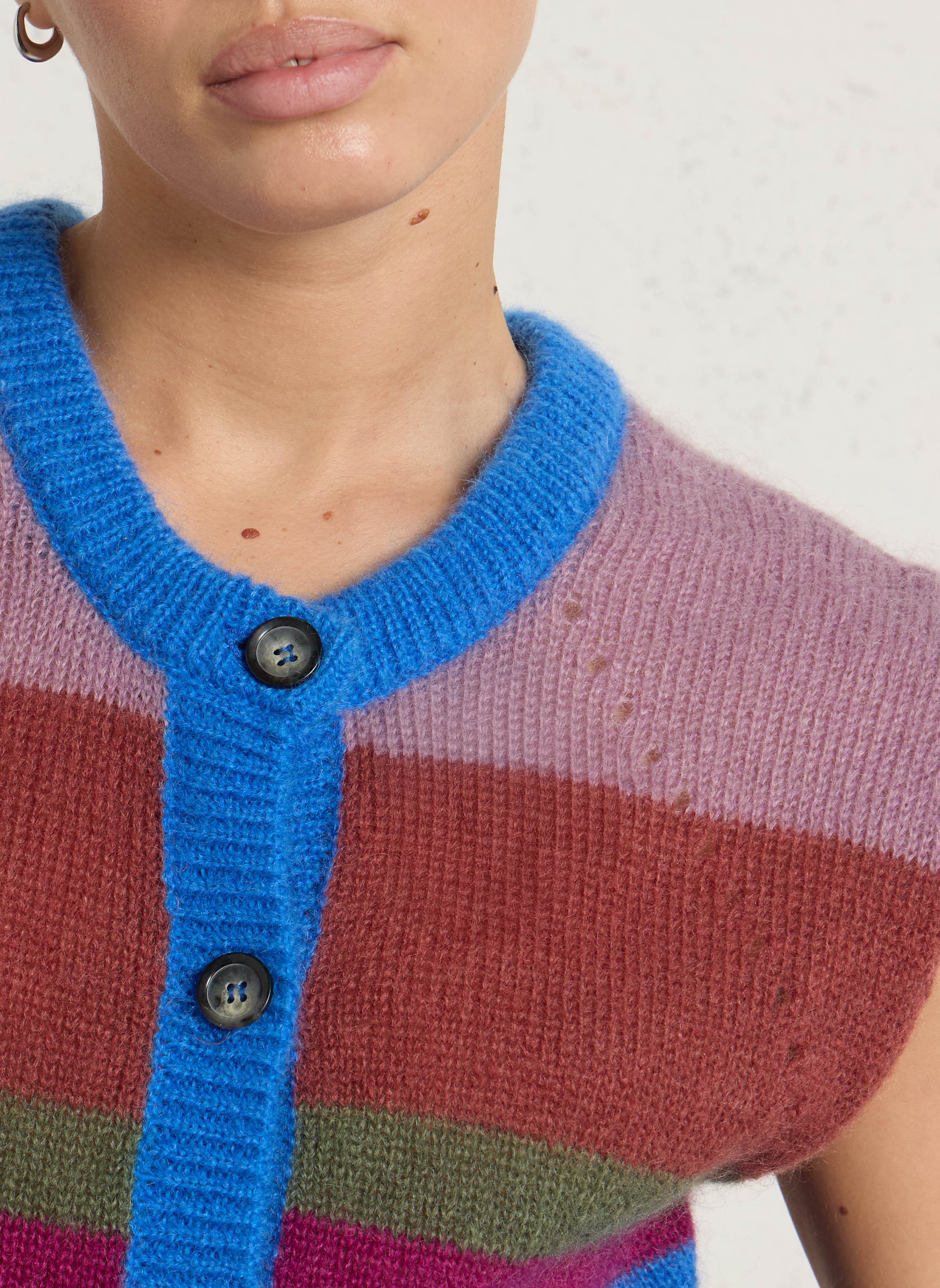 Gilet droit en laine mélangée LEON & HARPER Multicolore