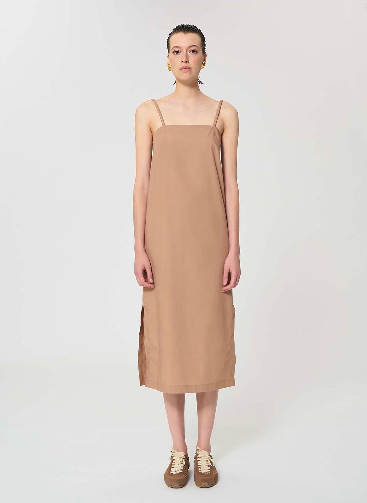 Robe midi droite en coton TARA JARMON Marron