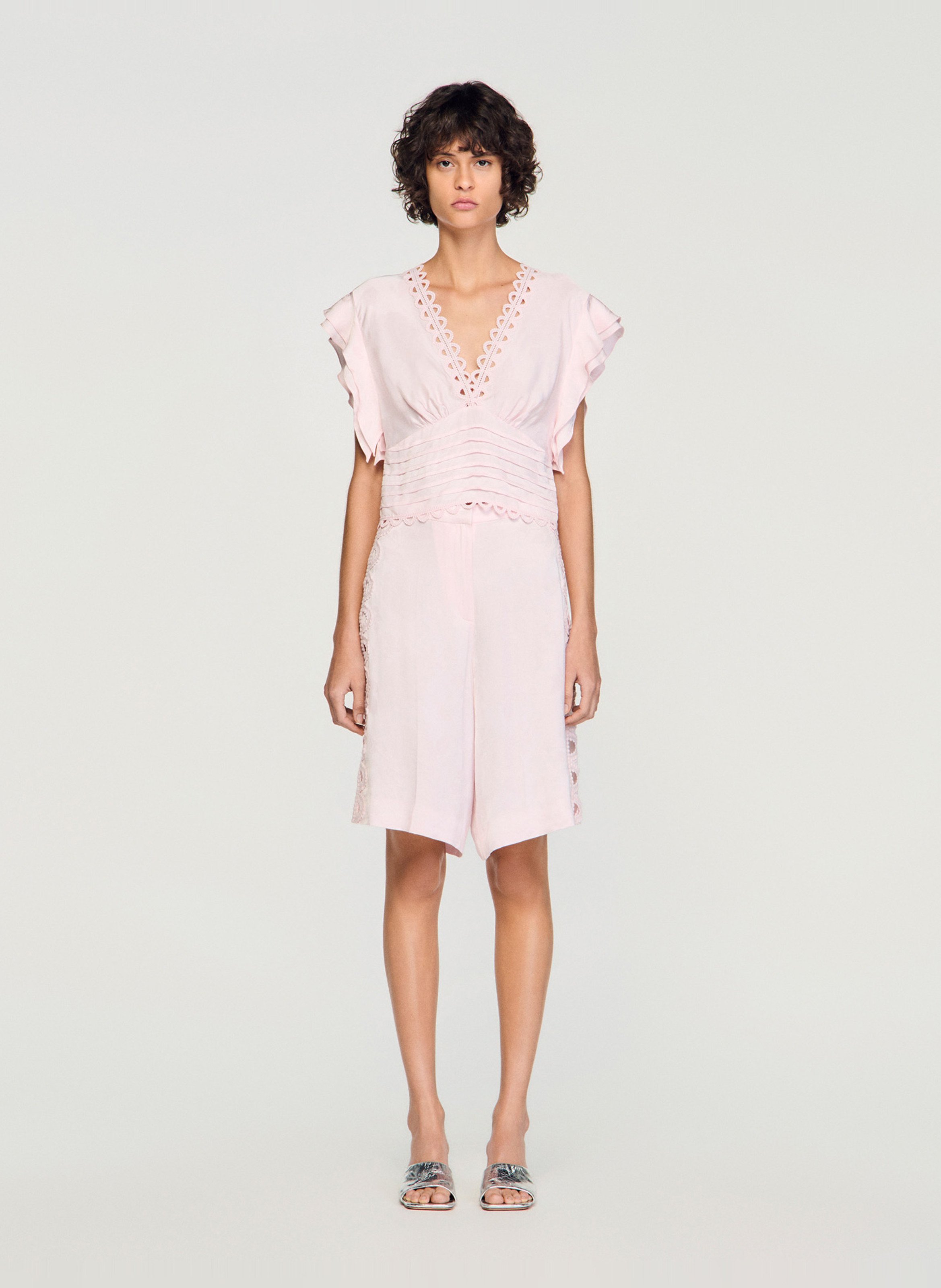 Bermuda met bloemen jacquard SANDRO Roze