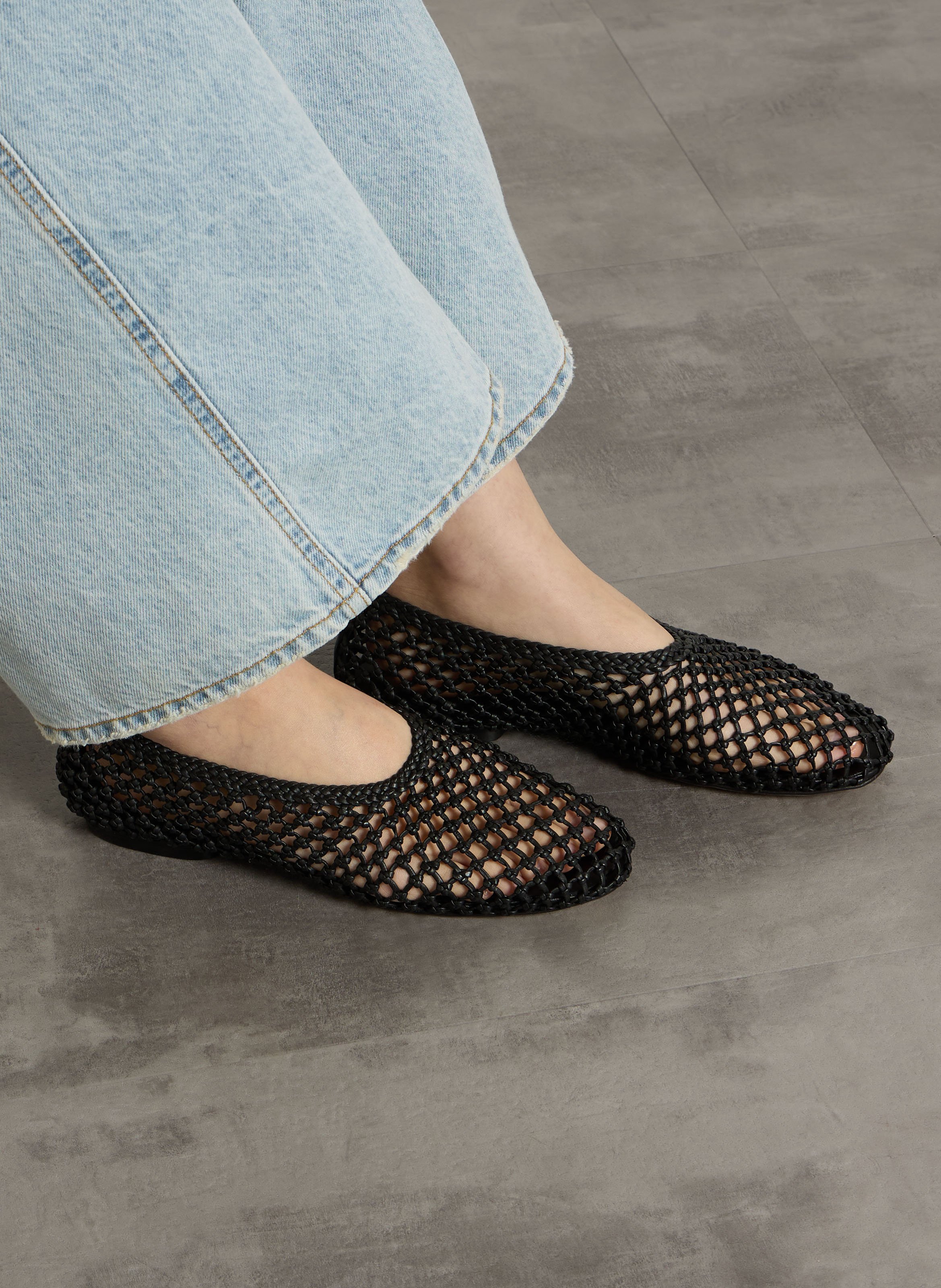 Geflochtene Lederballerinas SOEUR Schwarz