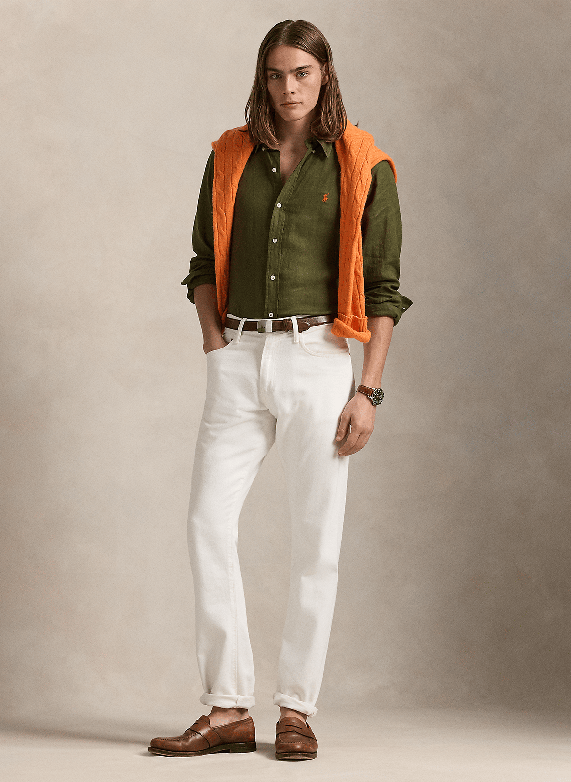 Regular-Fit-Hemd - Leinen POLO RALPH LAUREN Grun