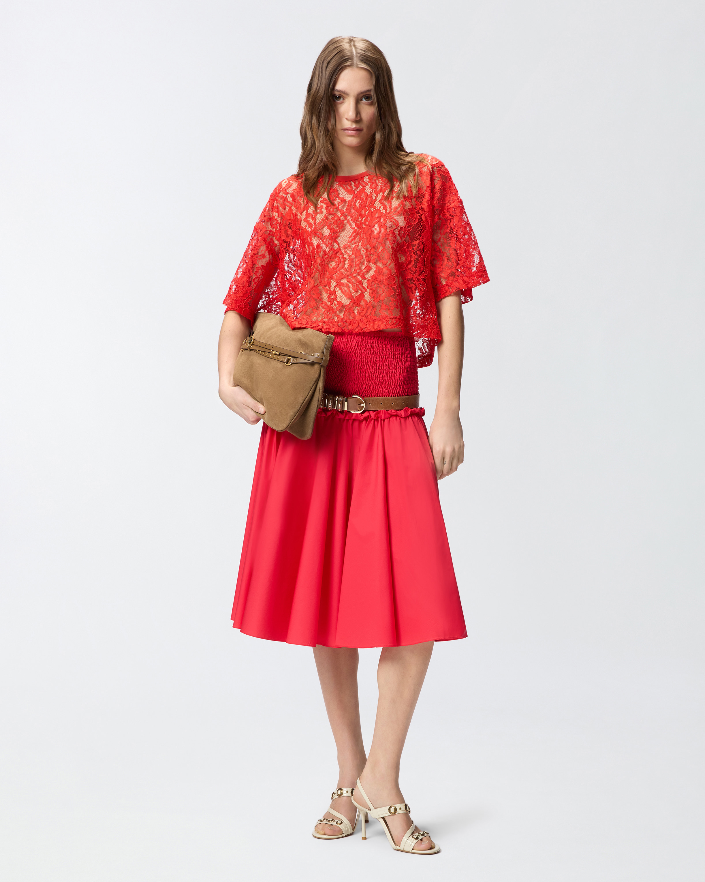 Jupe midi à bande élastiquée PINKO