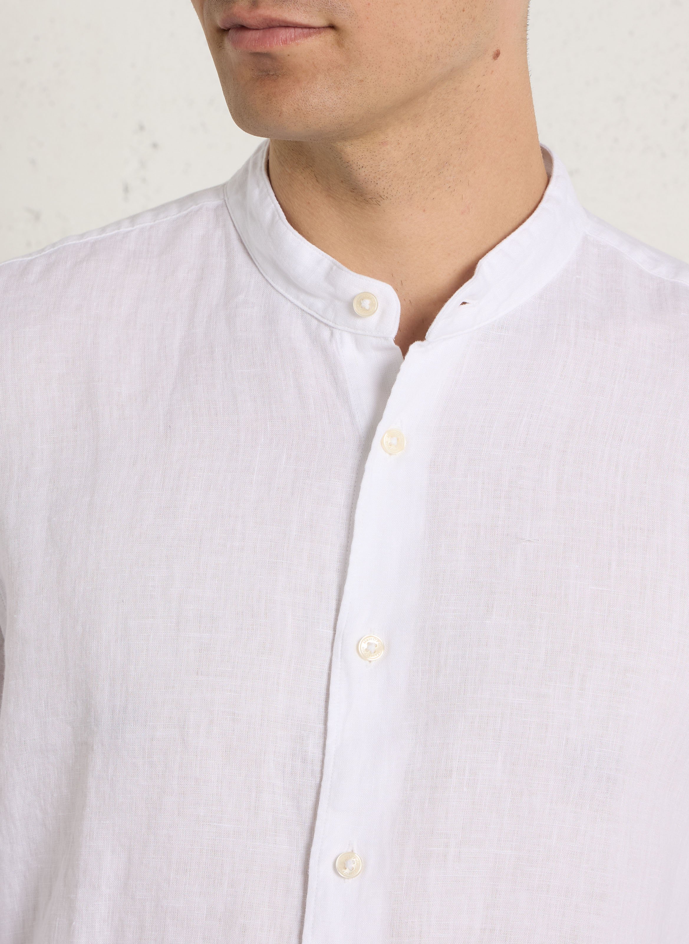 Chemise droite col mao en lin MARC O'POLO Blanc