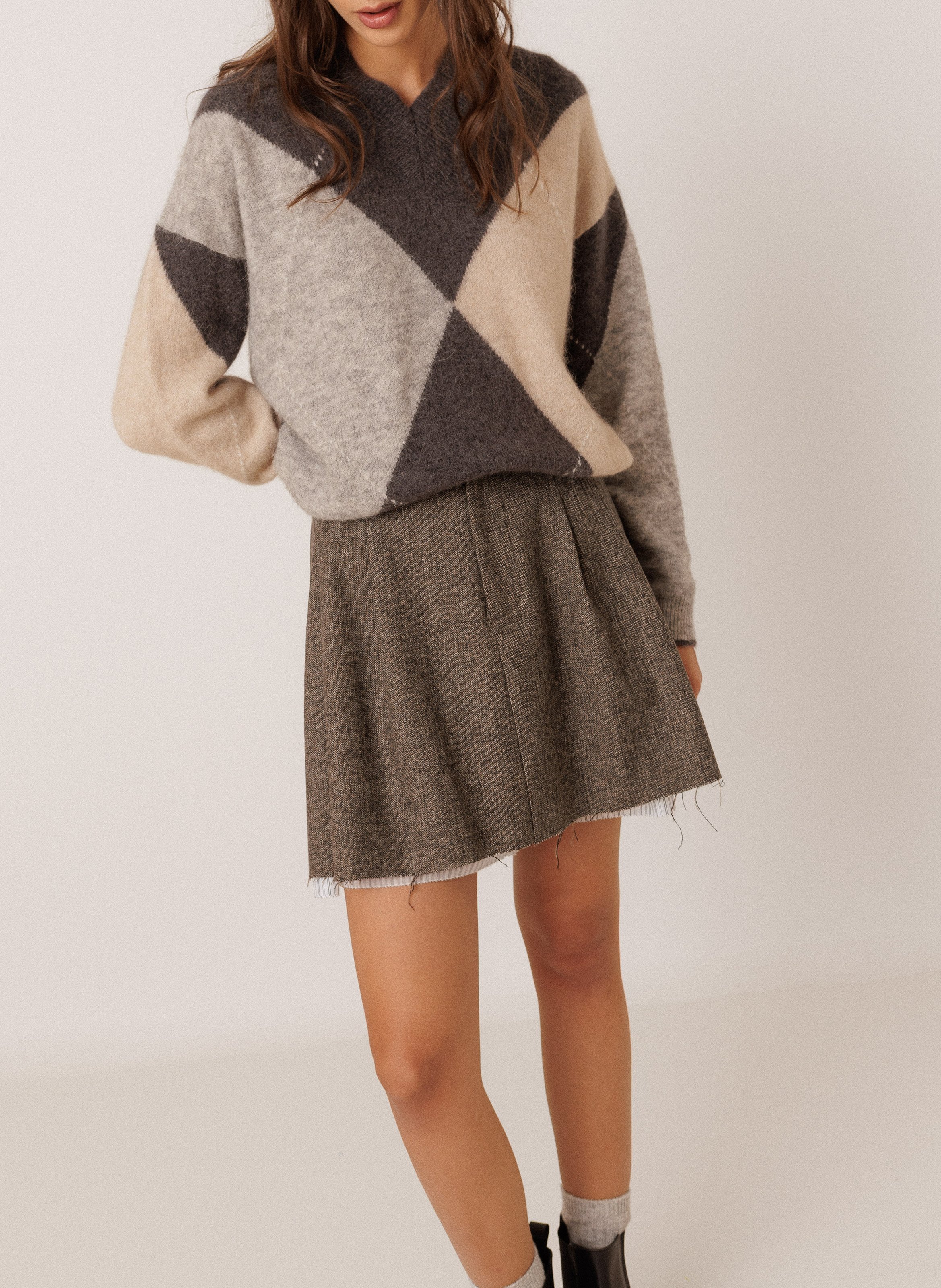 Pull oversize imprimé INDI & COLD Gris