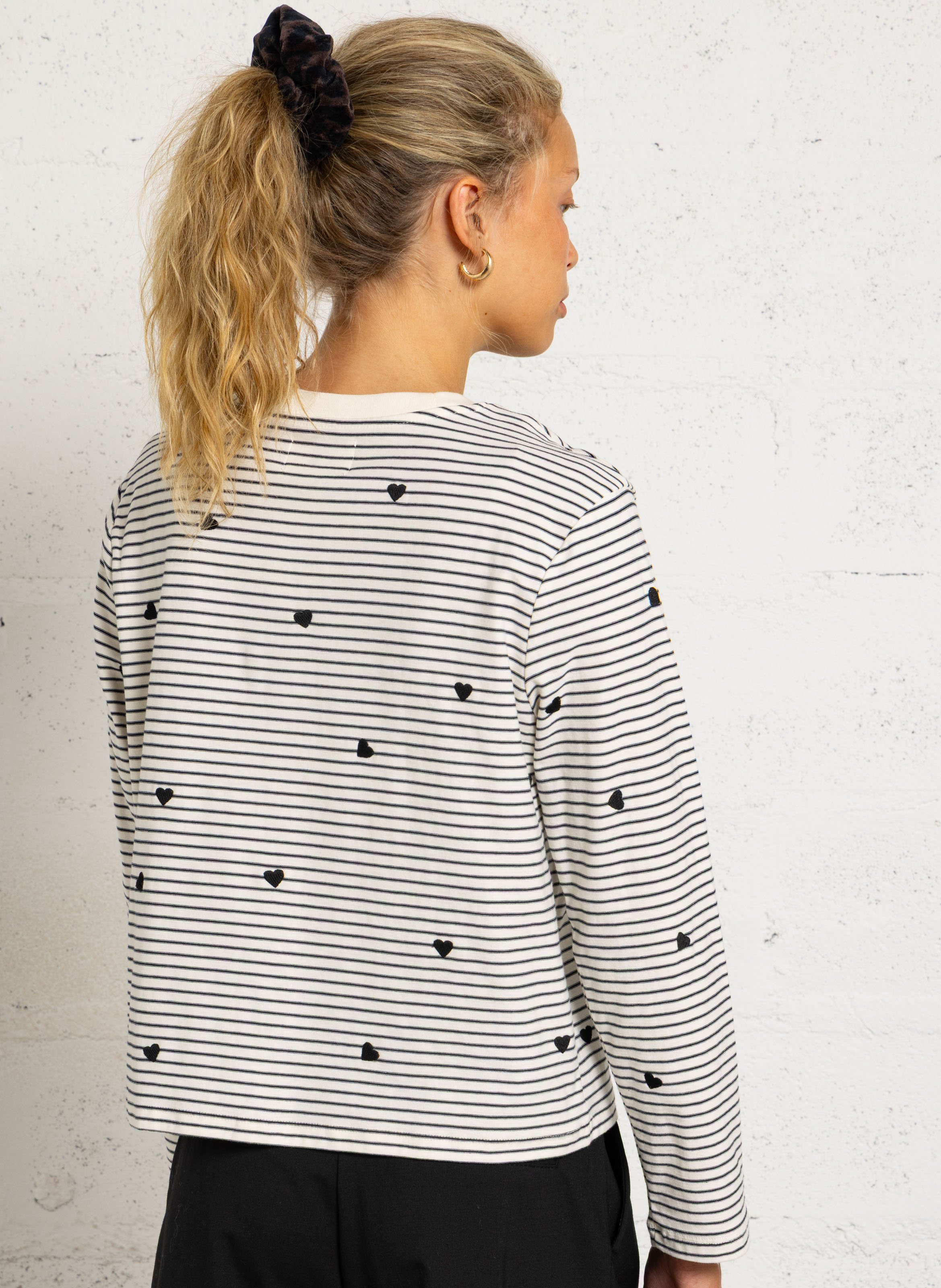 Gestreept T-shirt met lange mouwen DES PETITS HAUTS Zwart