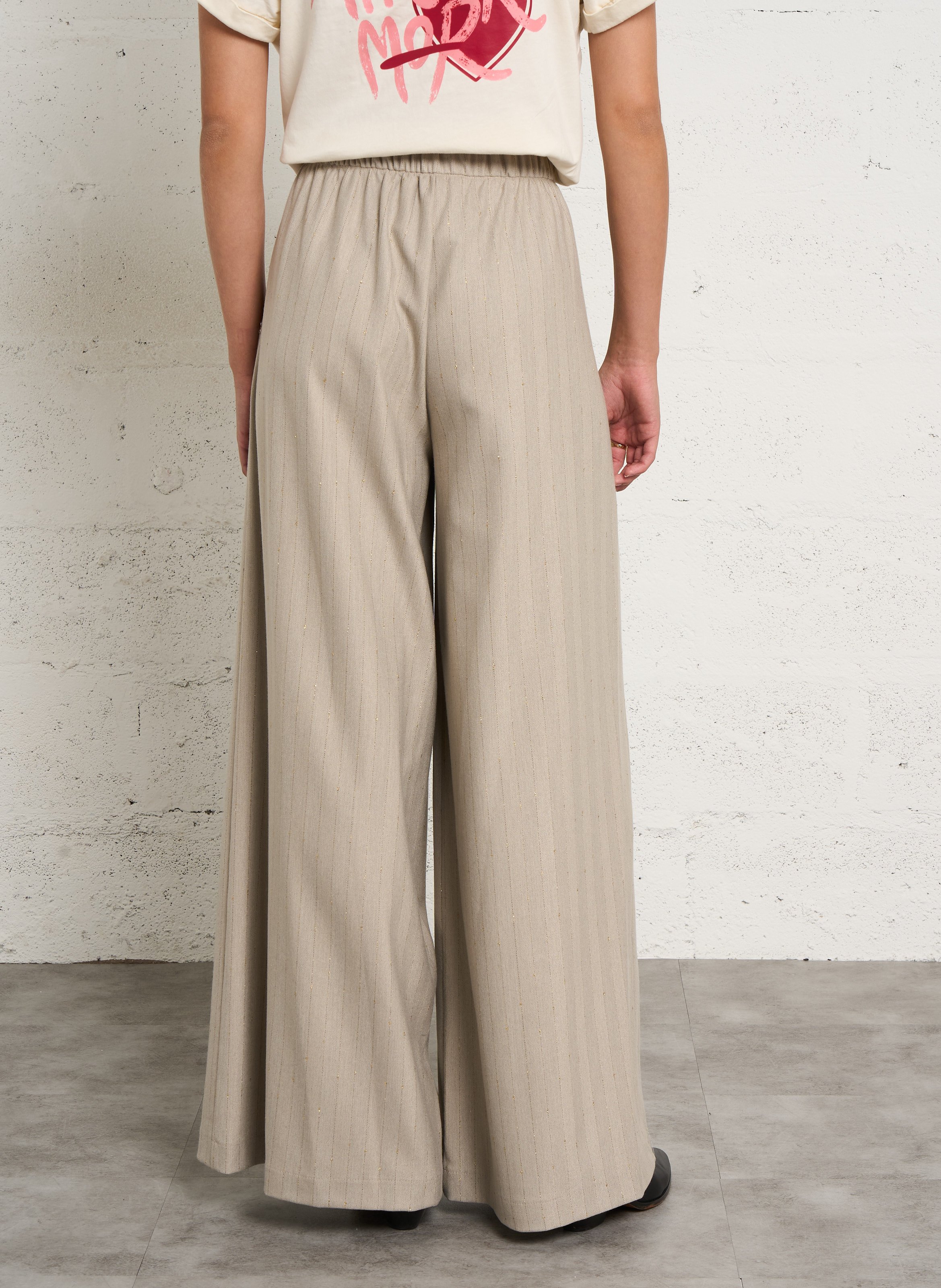Wide-leg pants with fine stripes PLEASE Grey