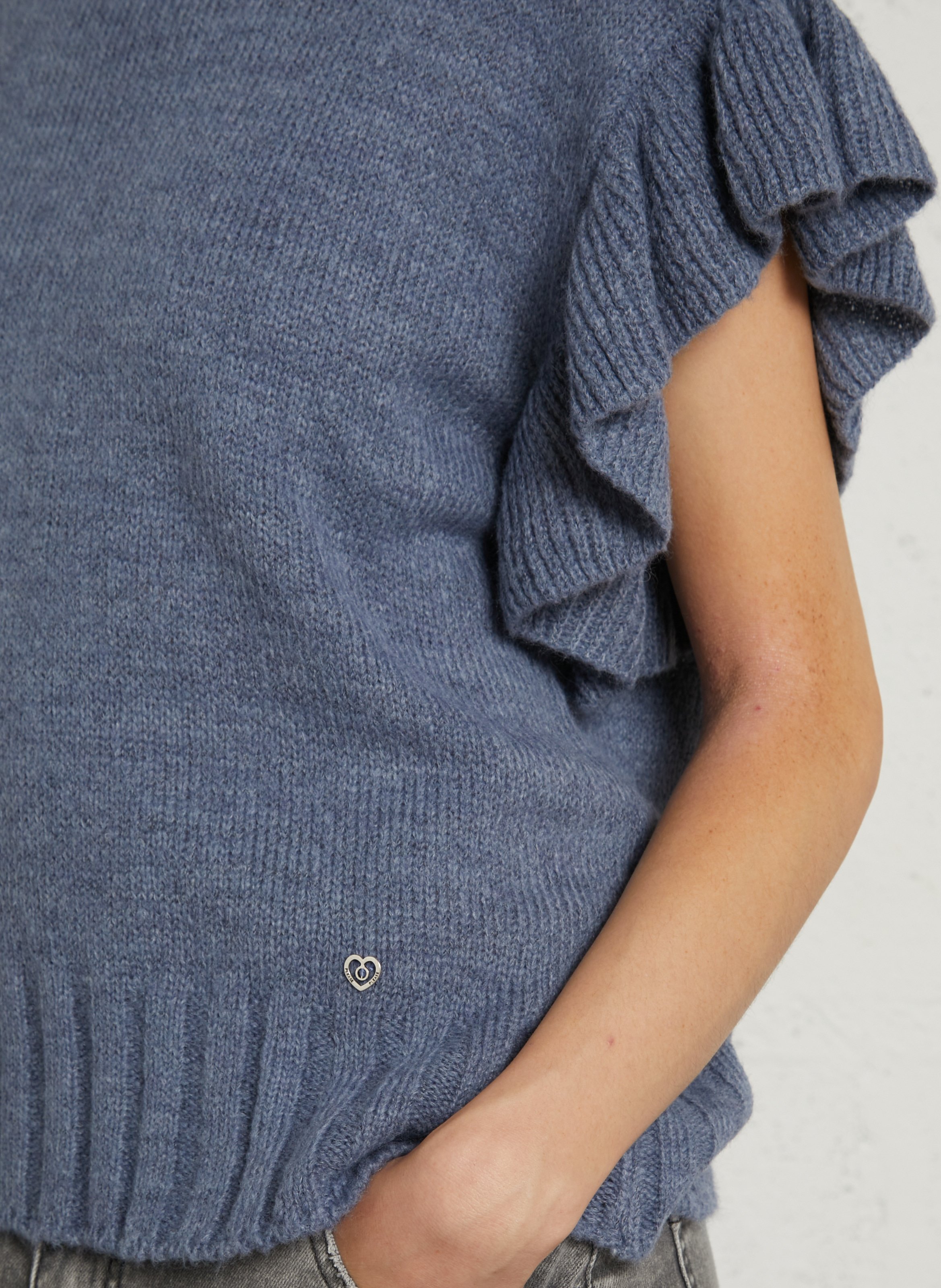 Trui met opstaande kraag en korte mouwen PLEASE Jeans onbewerkt