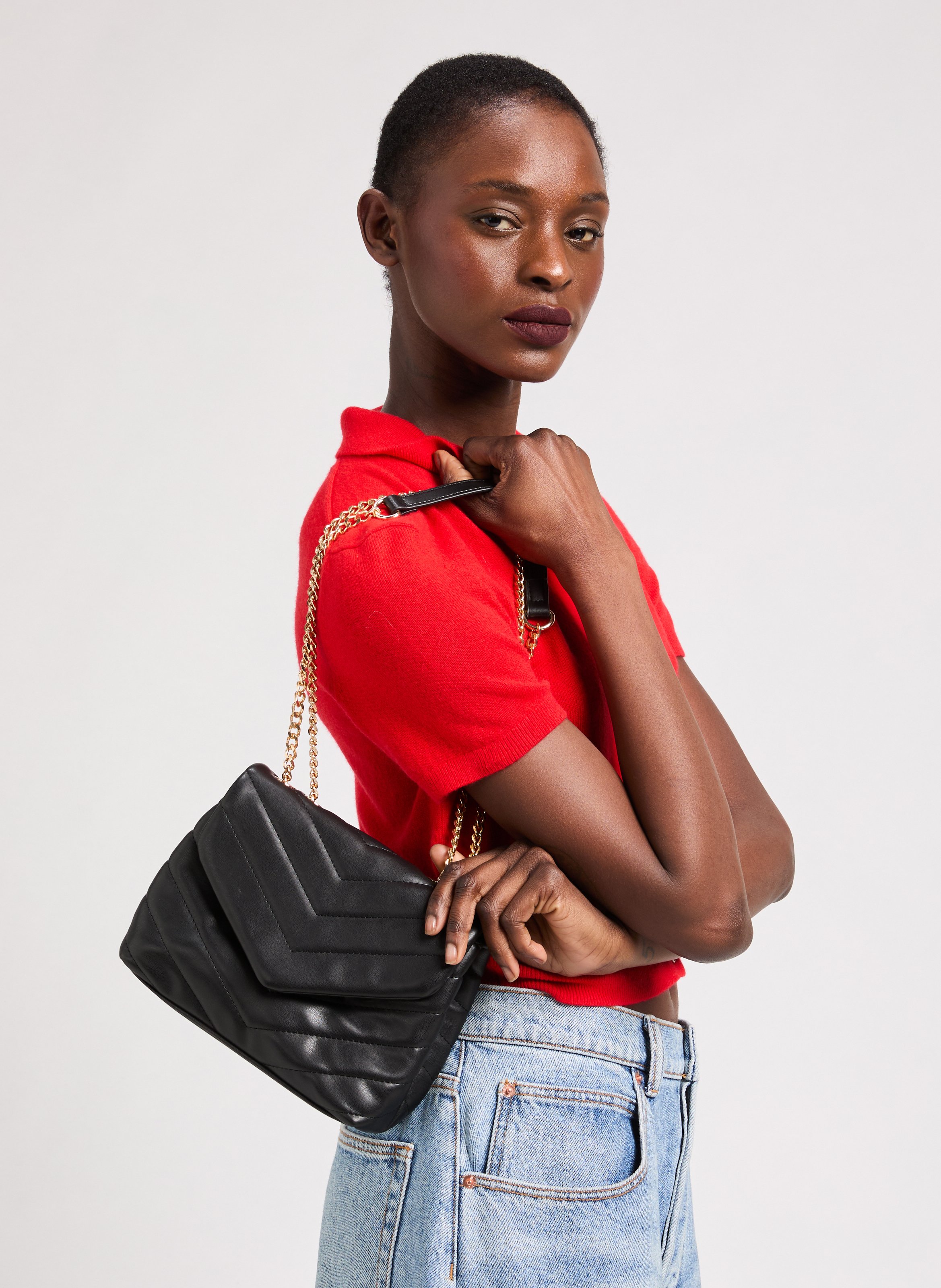 Quilted Shoulder Bag 9229 Khaki AU PRINTEMPS PARIS Black
