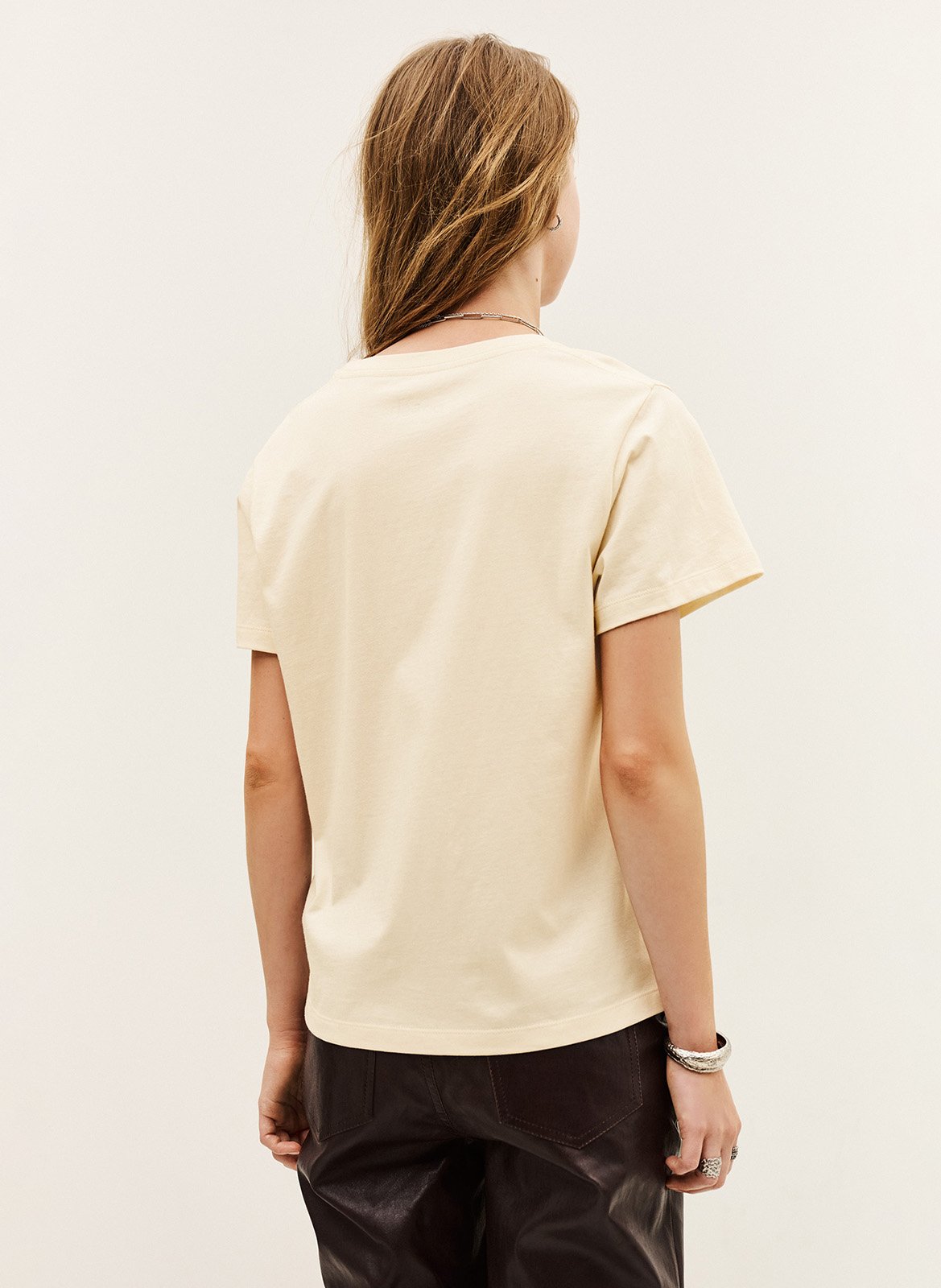 Tee-shirt imprimé manches courtes en coton BA&SH Beige