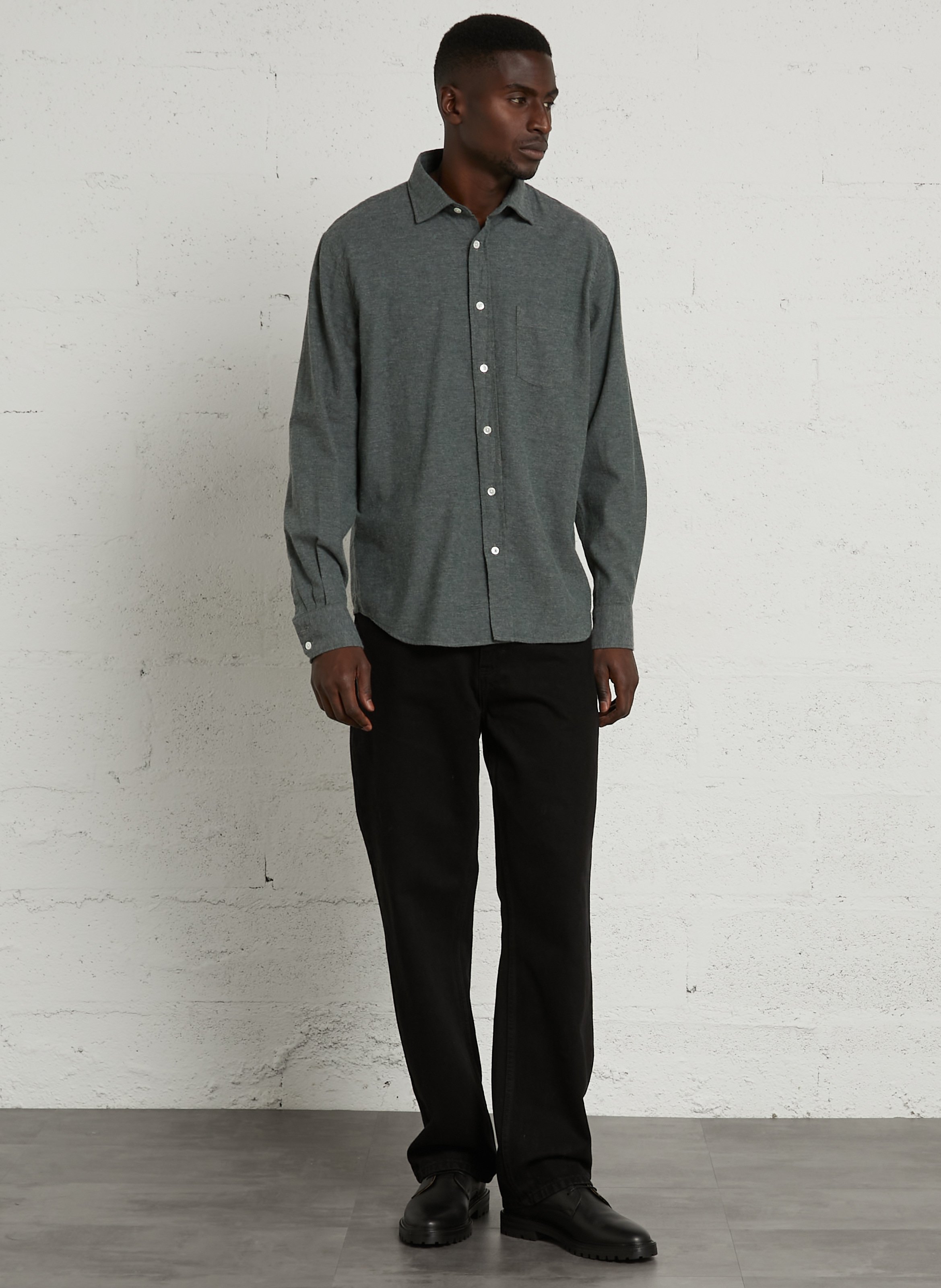 Chemise col classique en coton HARTFORD Vert