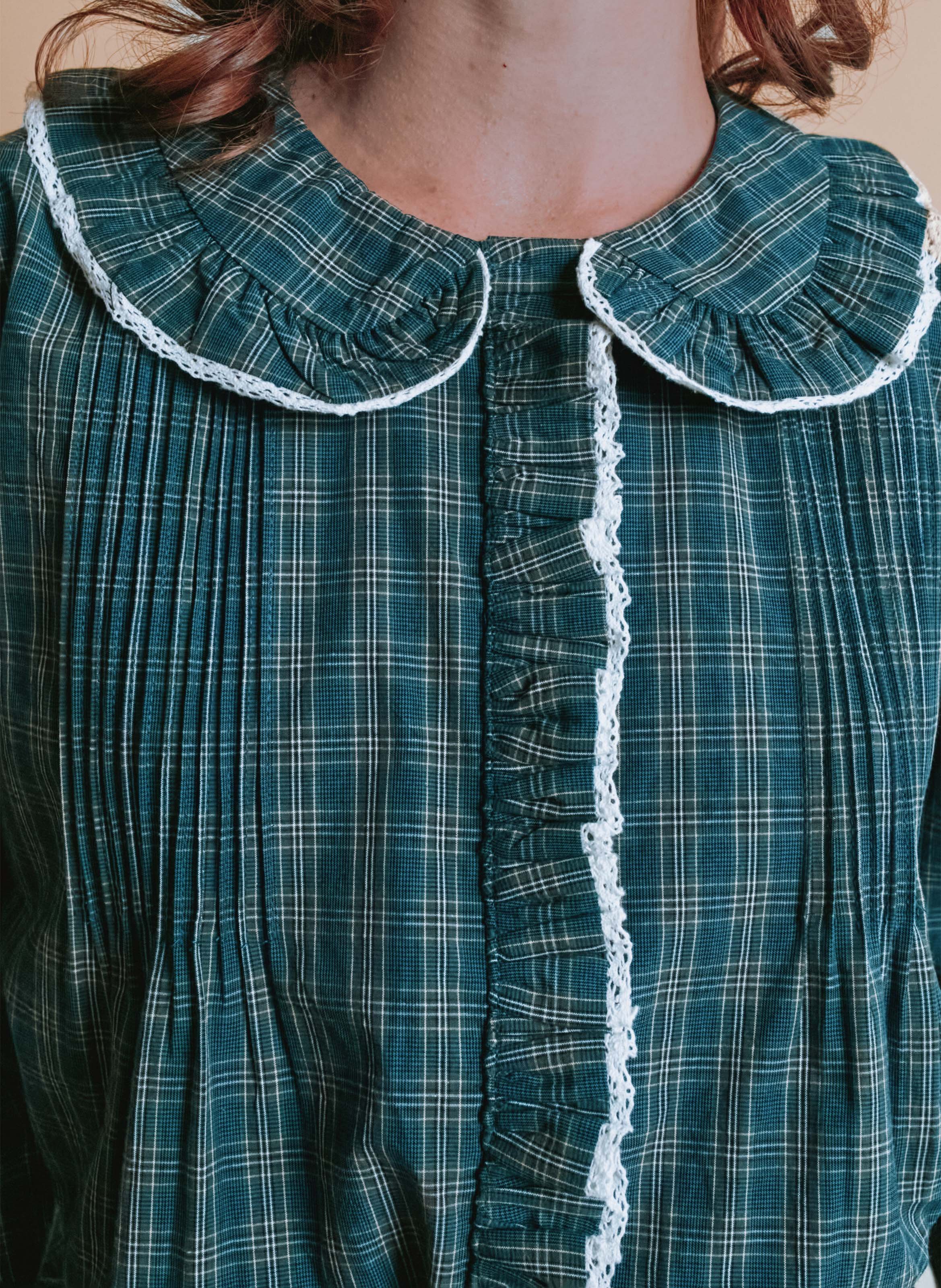 Baumwollbluse mit Bubikragen EMILE ET IDA Grun