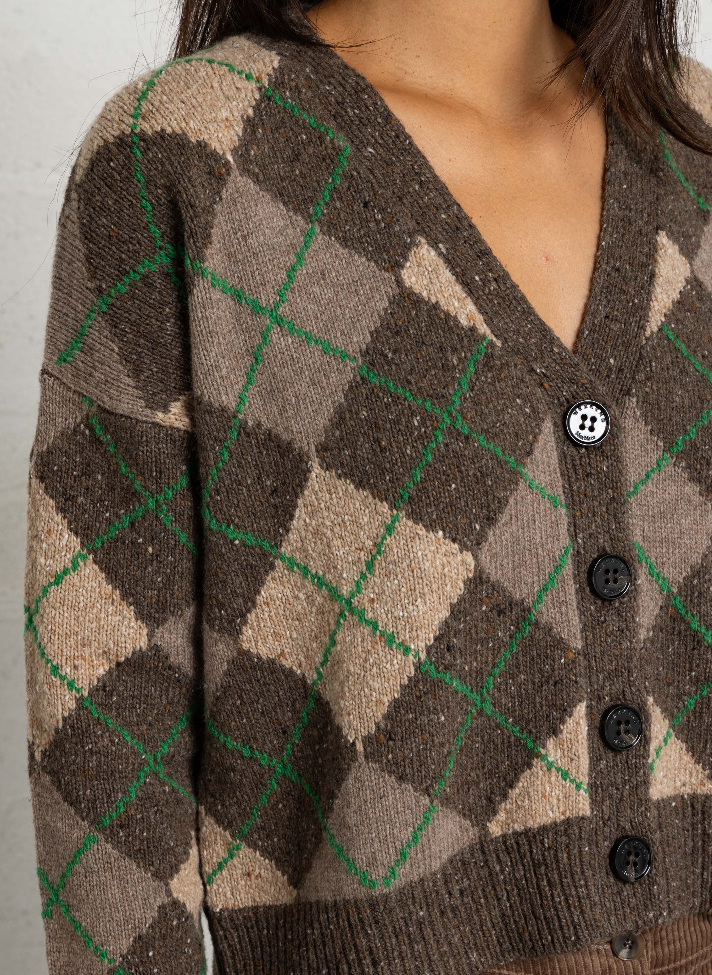 Gerade geschnittener Cardigan mit V-Ausschnitt aus Wollmix MAX MARA WEEK END Beige