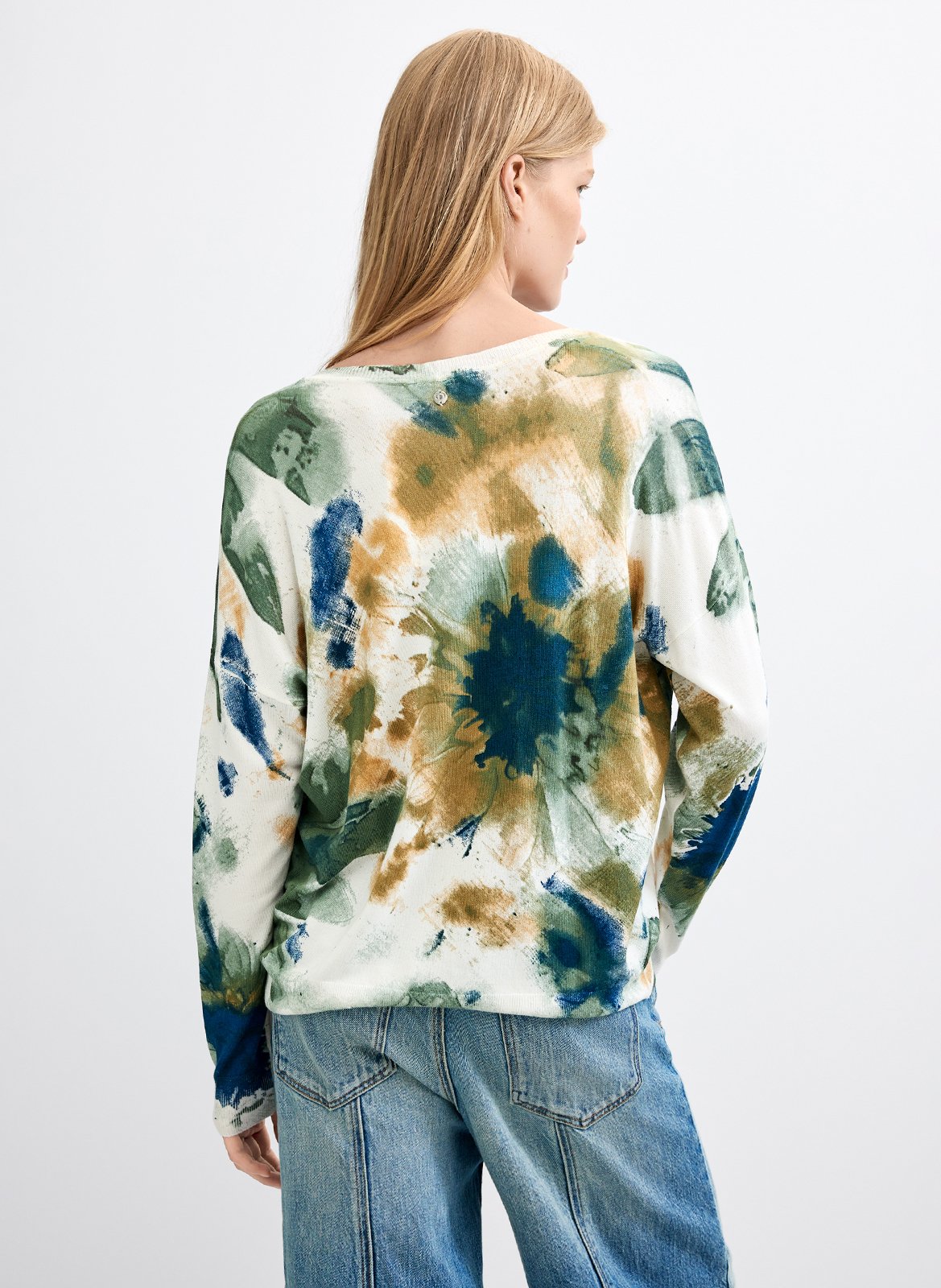 Printed V-neck sweater DESIGUAL White