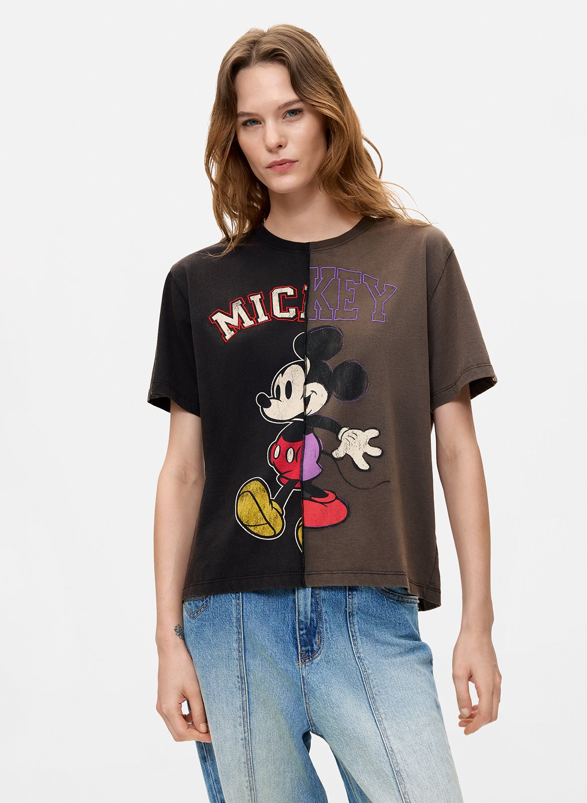 Loose-fit printed cotton T-shirt DESIGUAL Black