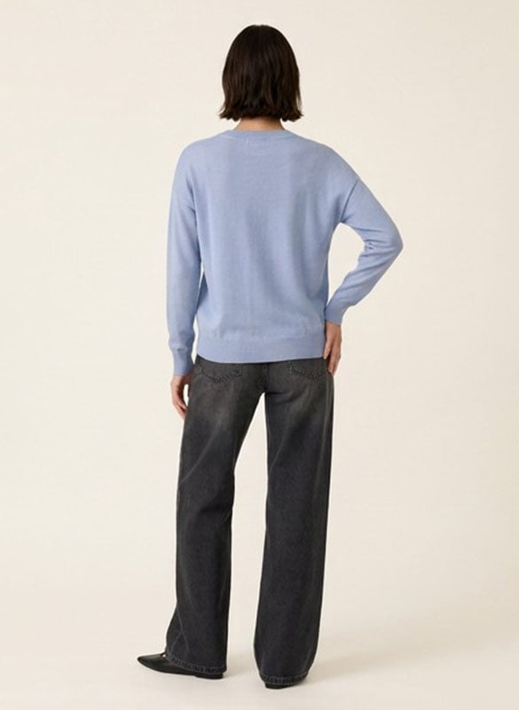 Rechte broek met V-hals in effen kleur KOOKAI Blauw