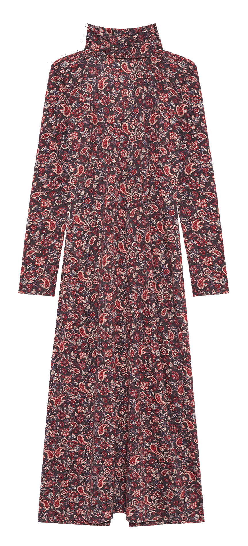 Robe midi col montant imprimé CAROLL Rouge