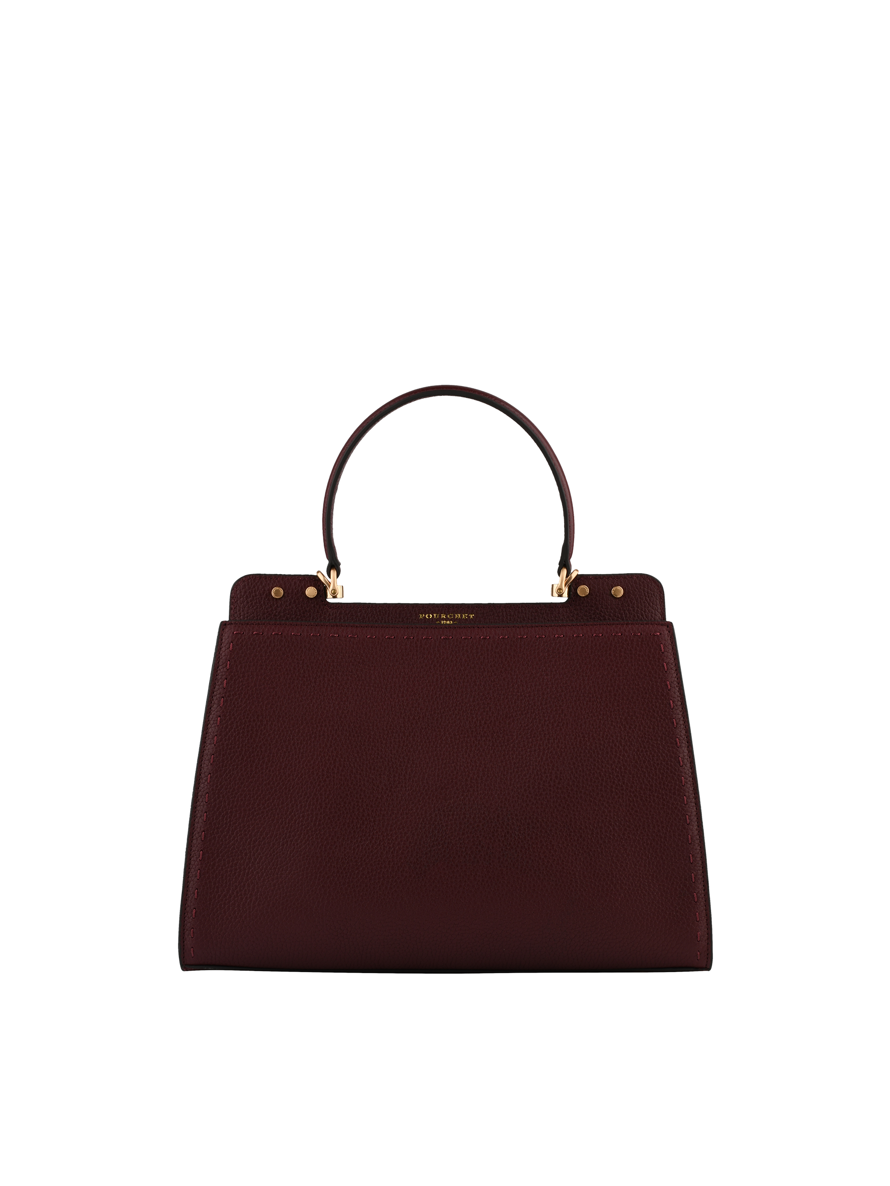 Cowhide leather handbag with a suede-effect finish POURCHET Red