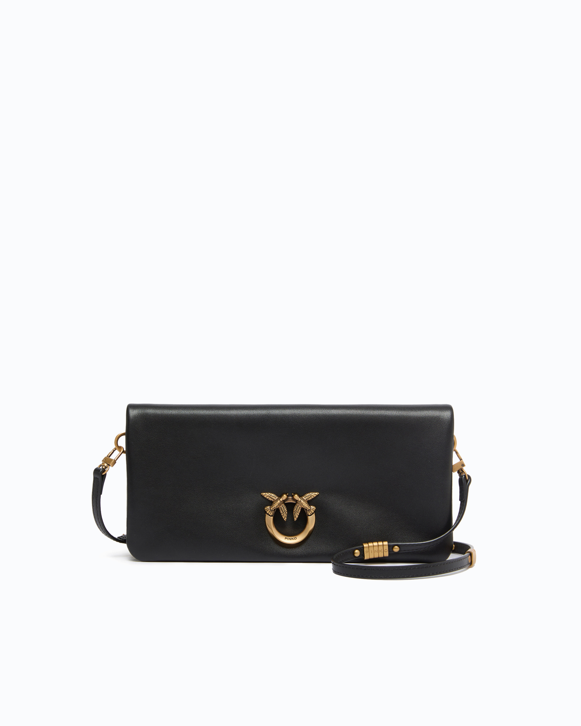 Pochette à bandoulière moyenne love bag click soft horizontal en cuir PINKO Noir