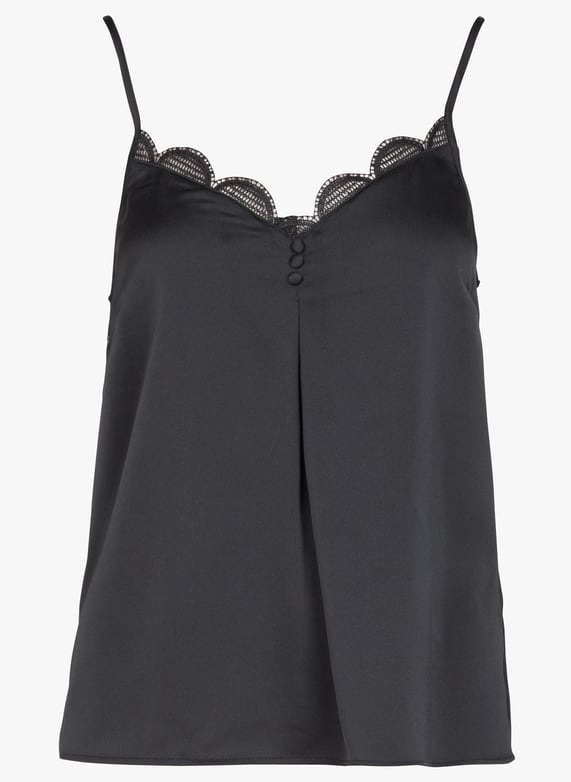 Caraco col v à dentelle Noir One step Femme Place des Tendances