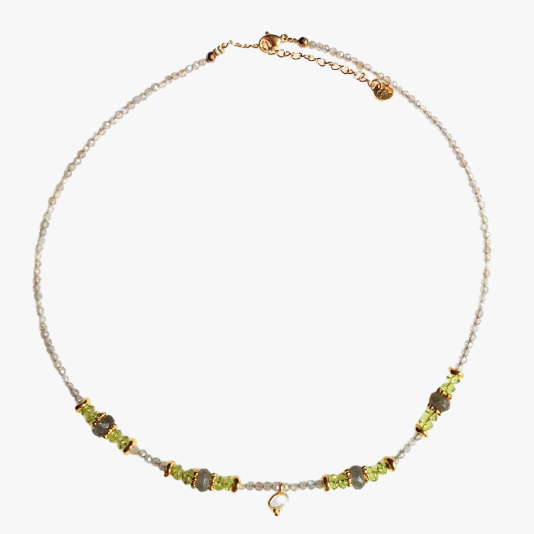 Peridot and moonstone necklace GINANDGER White