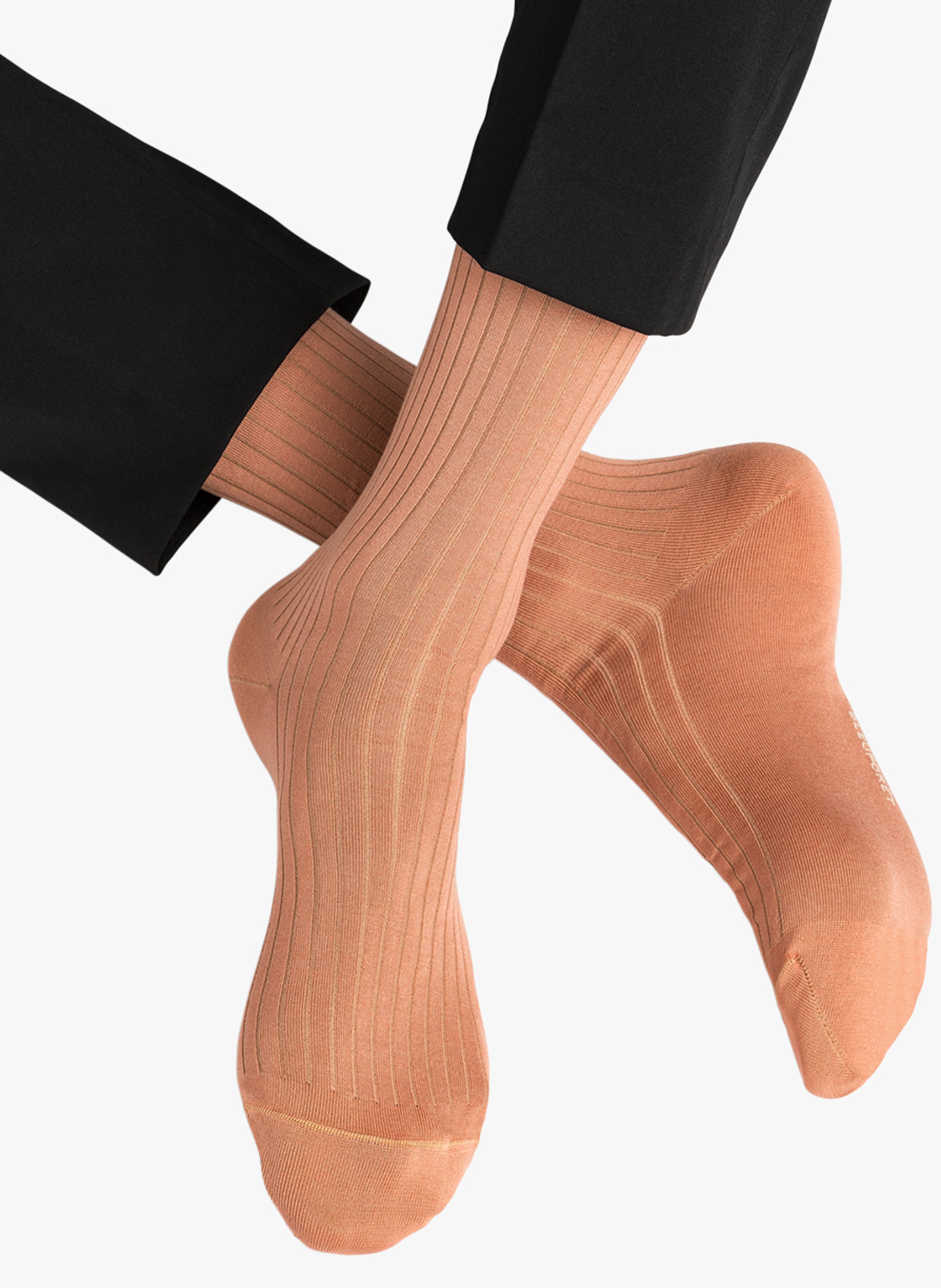 Lisle ribbed long socks BLEUFORET