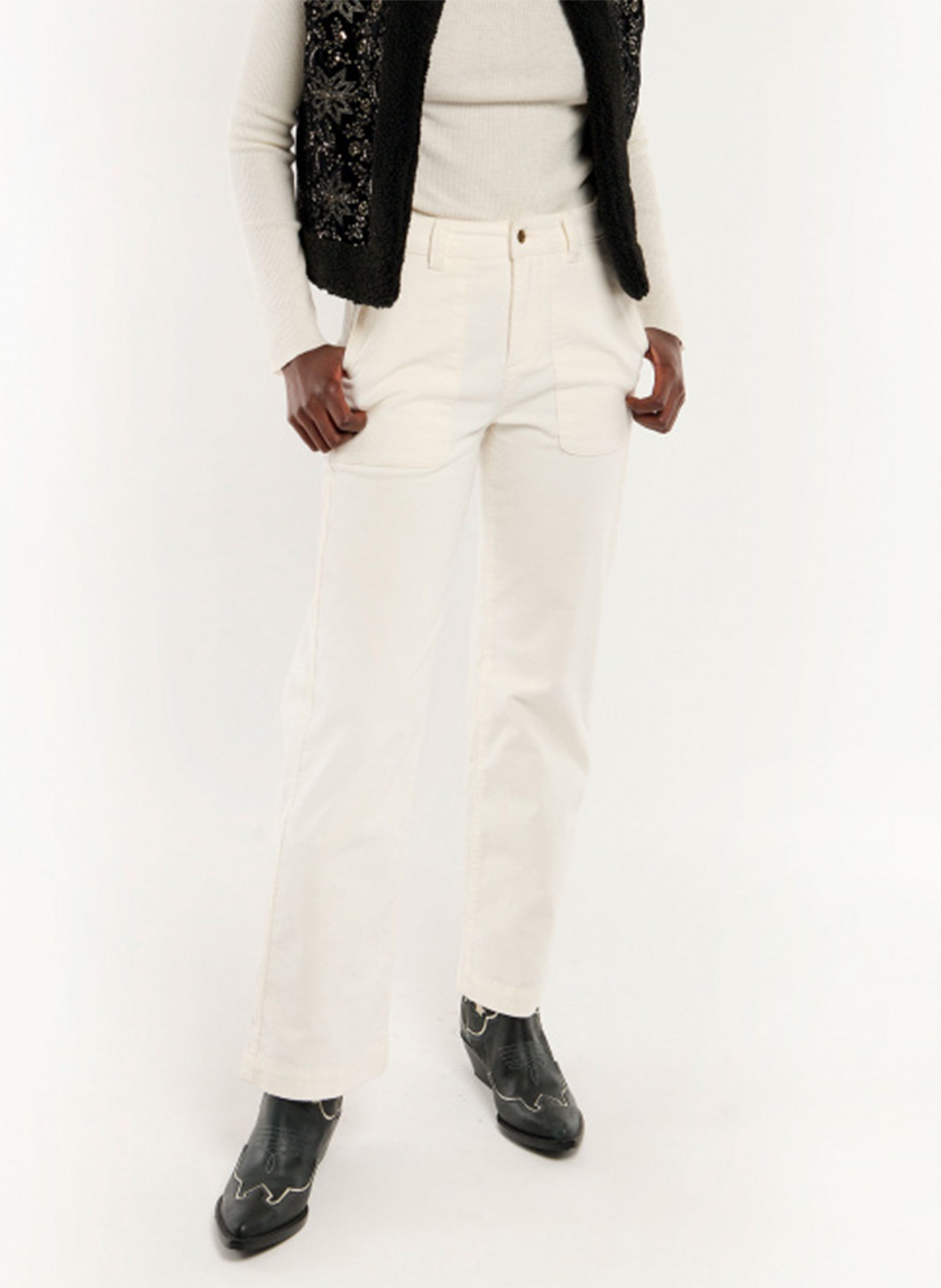 Straight fitted cotton-blend pants WILD White