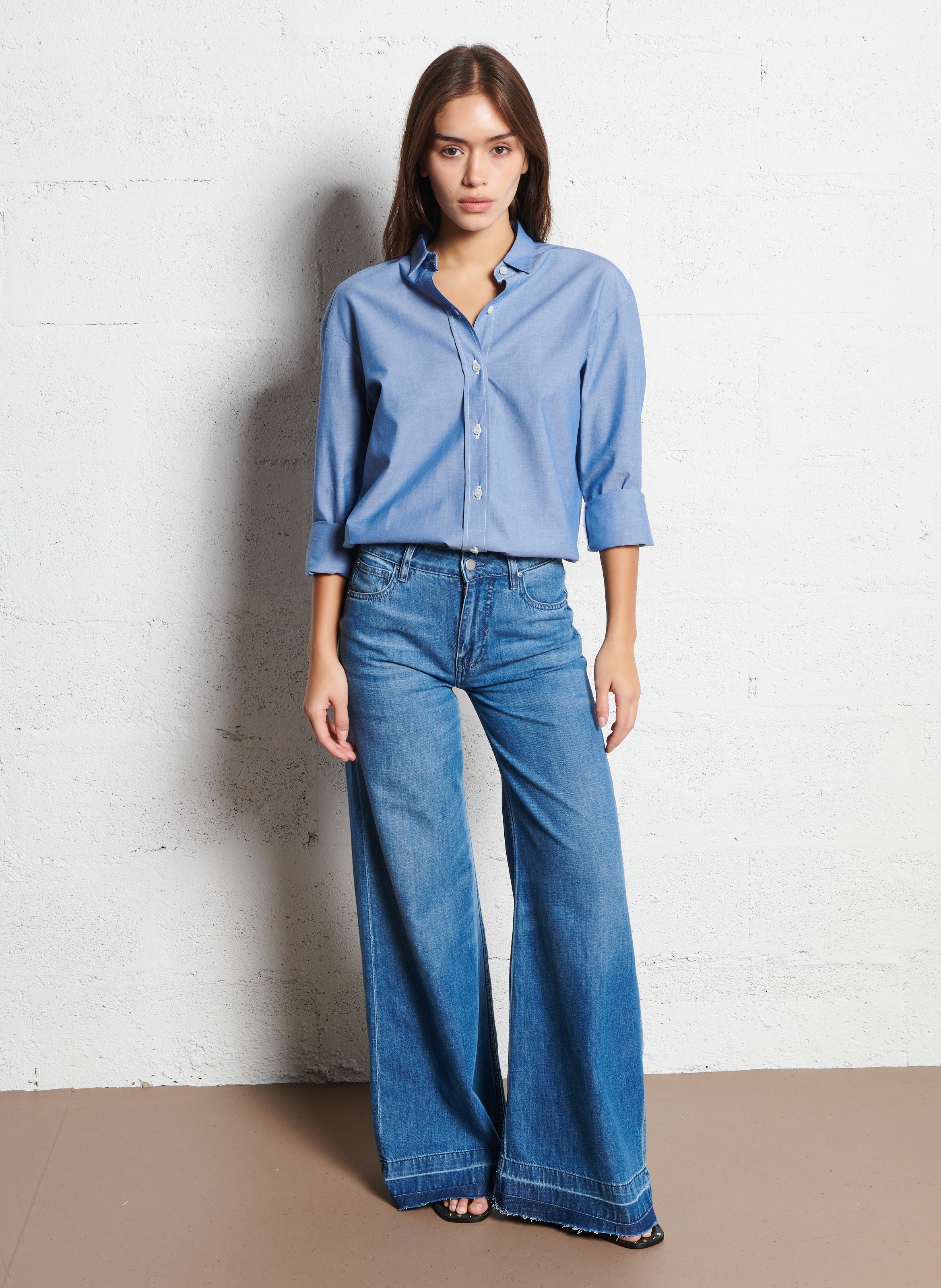 Katoenen, flared jeans met hoge taille ACQUAVERDE Blauw