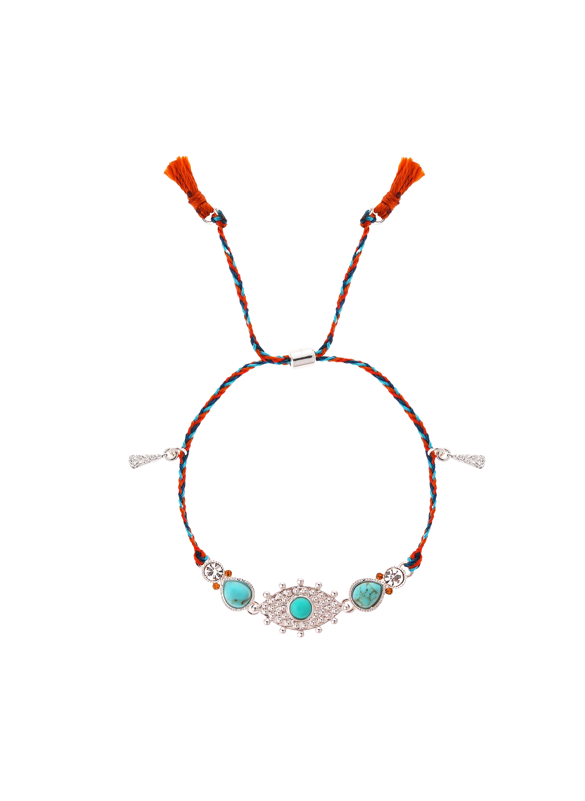 Adjustable cord bracelet with charms HIPANEMA Silver