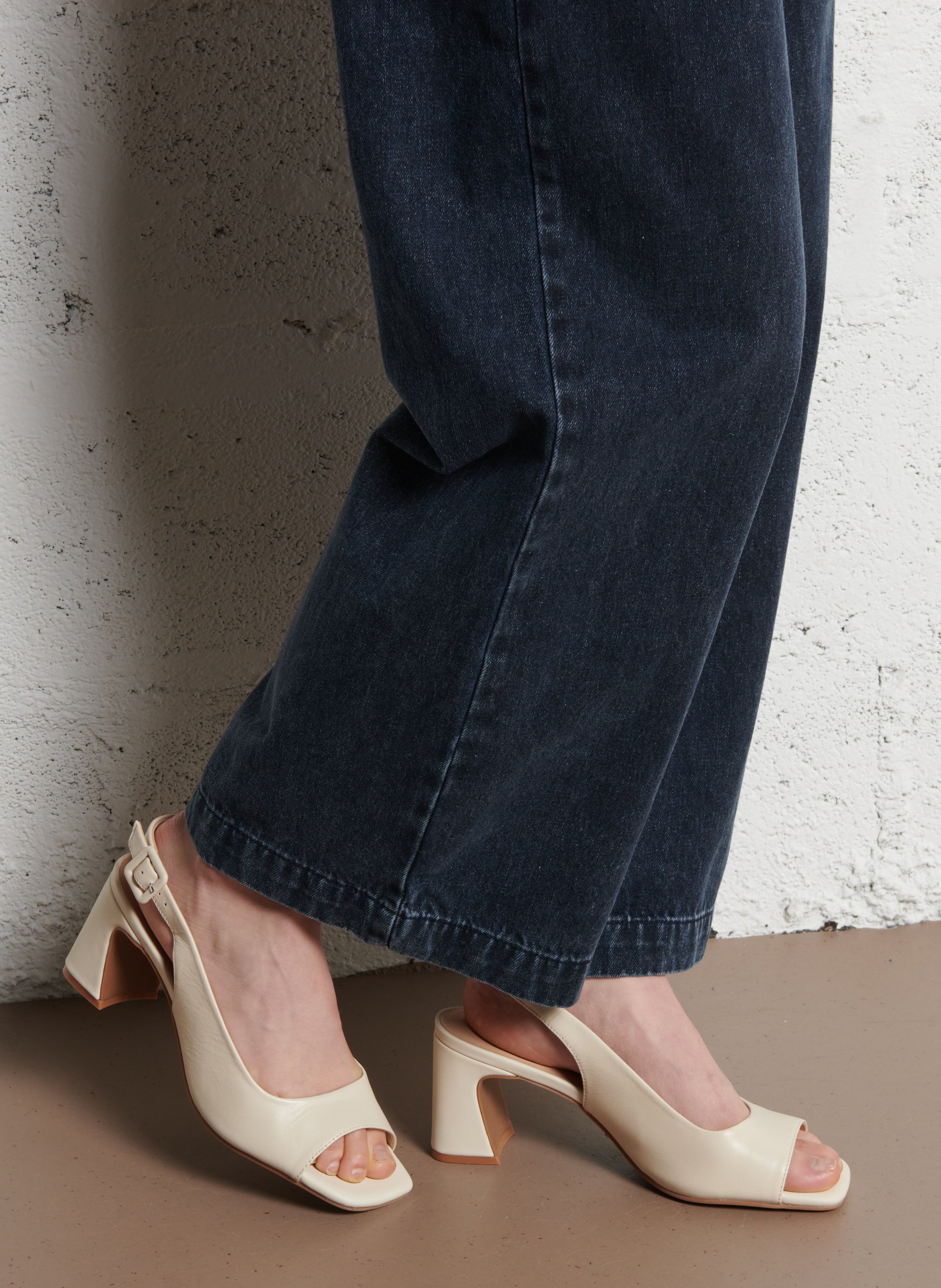 Heeled leather sandals BOCAGE Beige