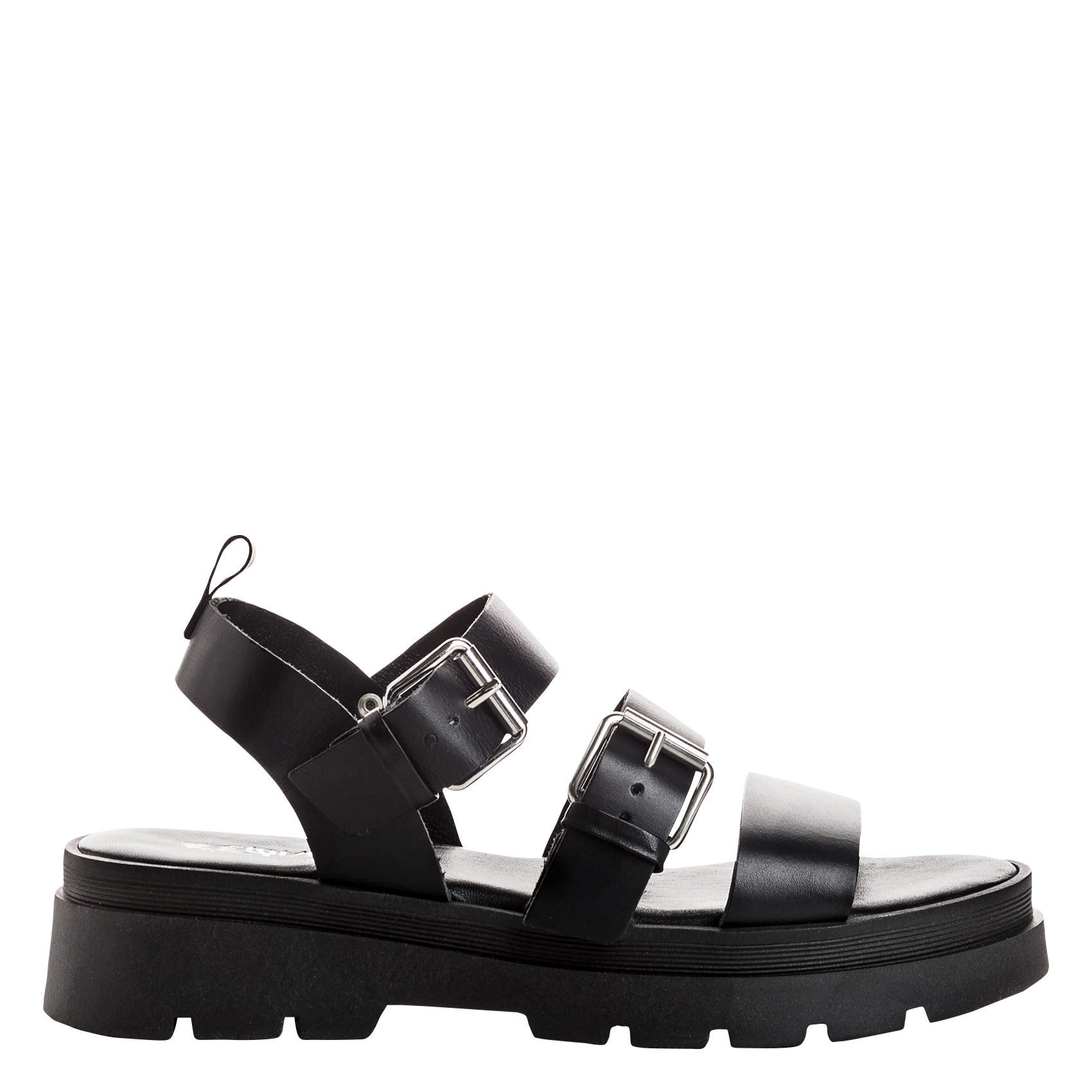 Sandales compensées en cuir REQINS Noir