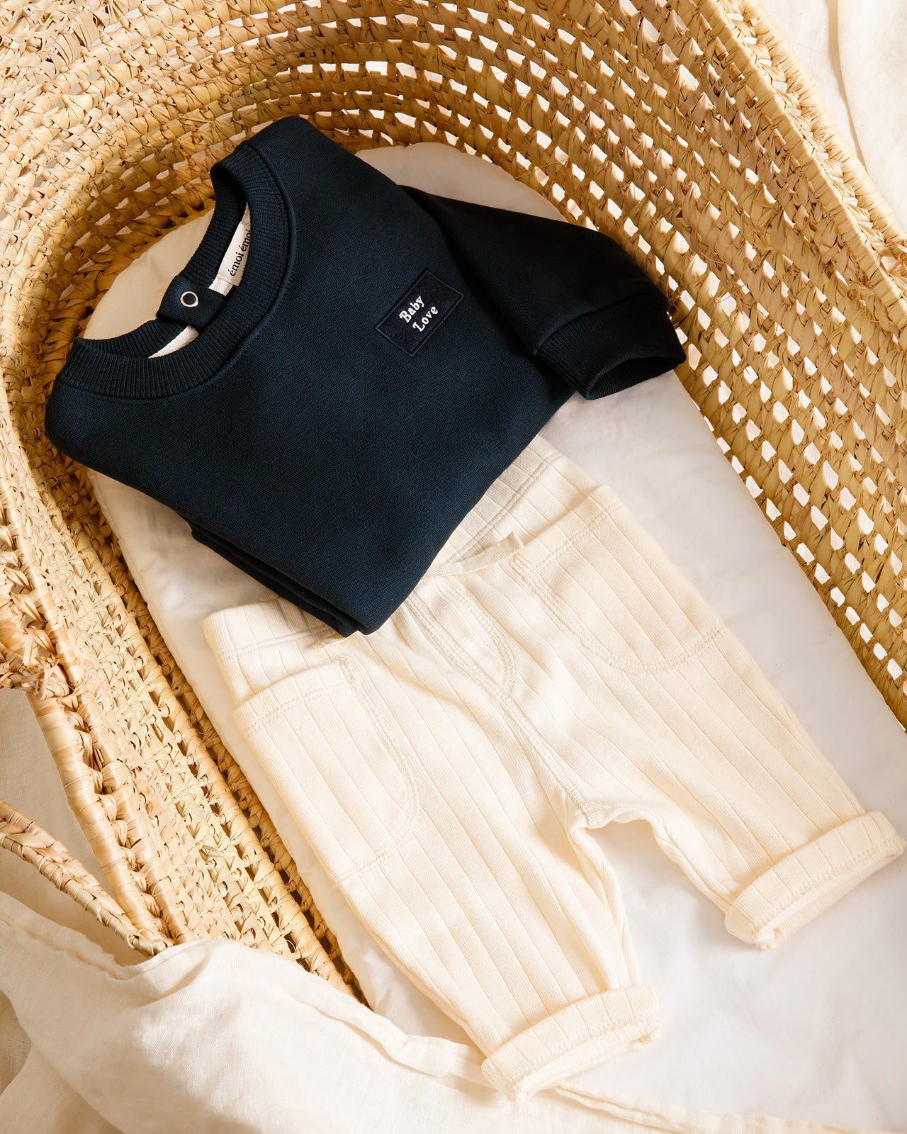 The mini patch baby love organic cotton sweatshirt EMOI EMOI Blue