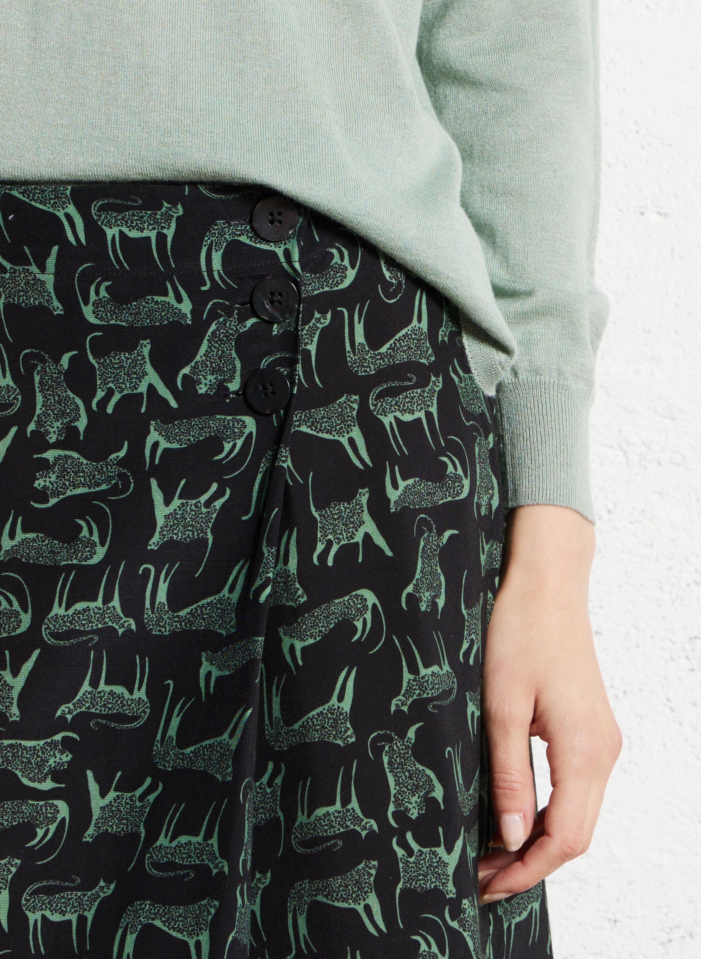 Jupe midi imprimée  NICE THINGS Noir