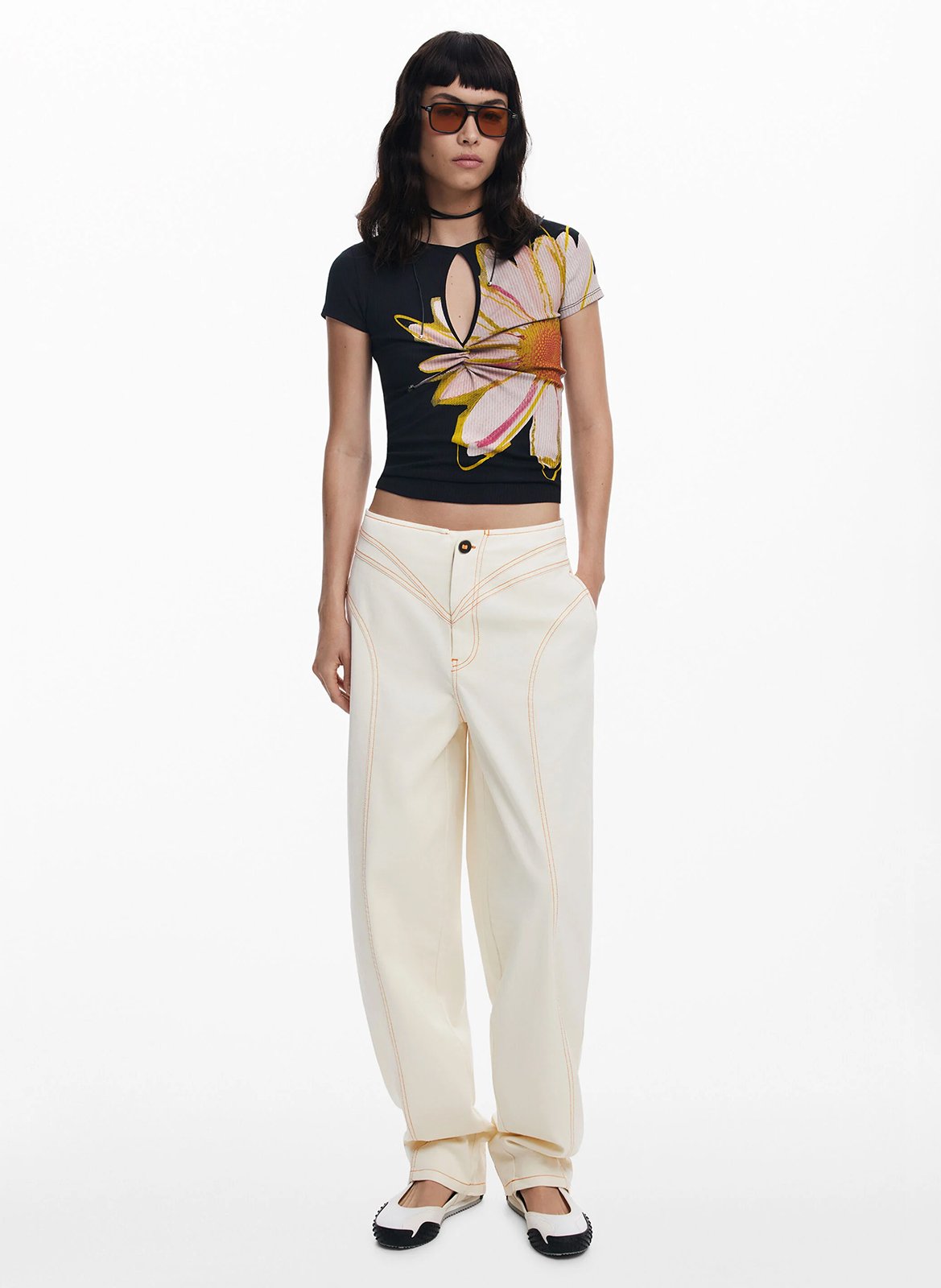 Tee-shirt col rond imprimé DESIGUAL Noir