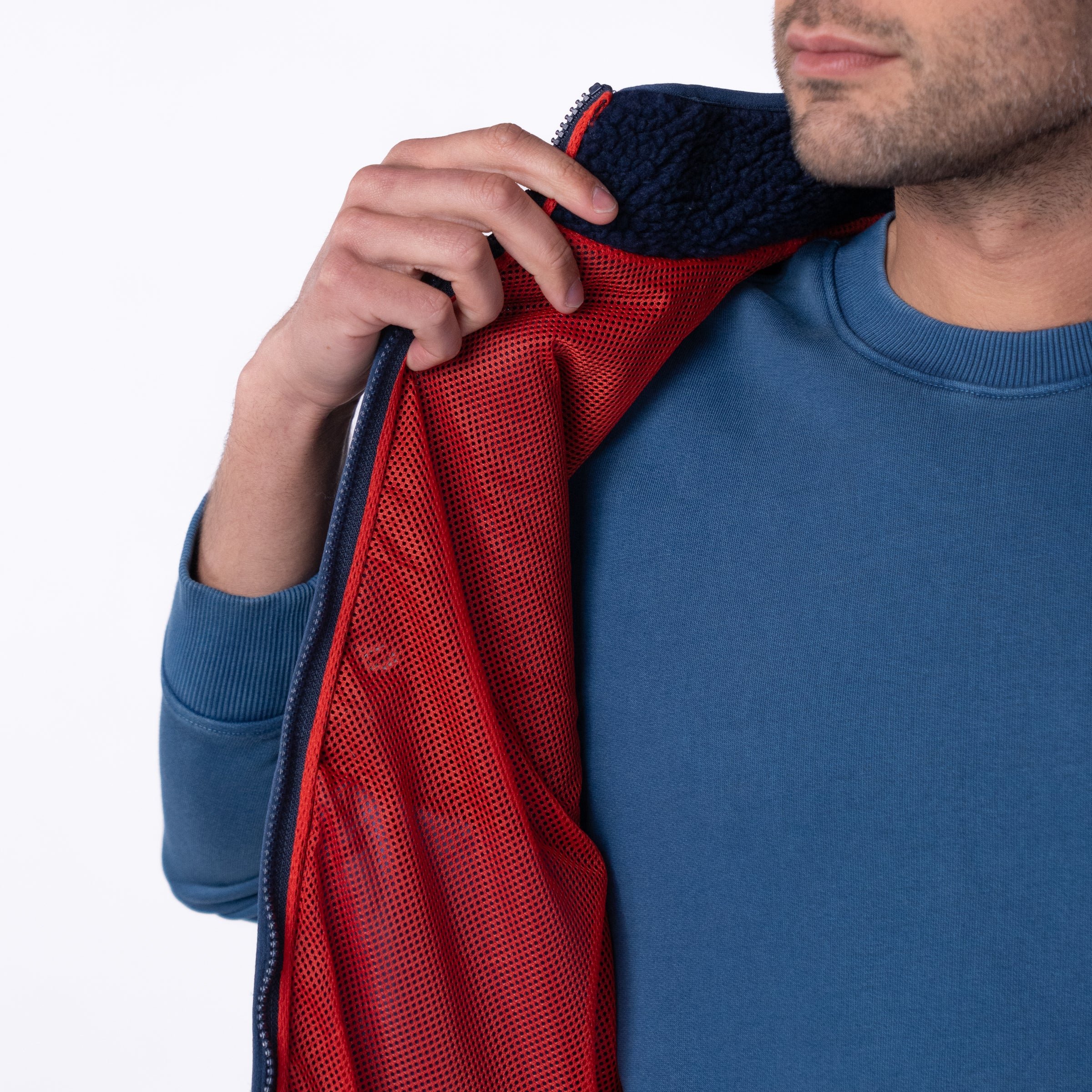 Sherpa sleeveless bi-material jacket BILLYBELT Blue