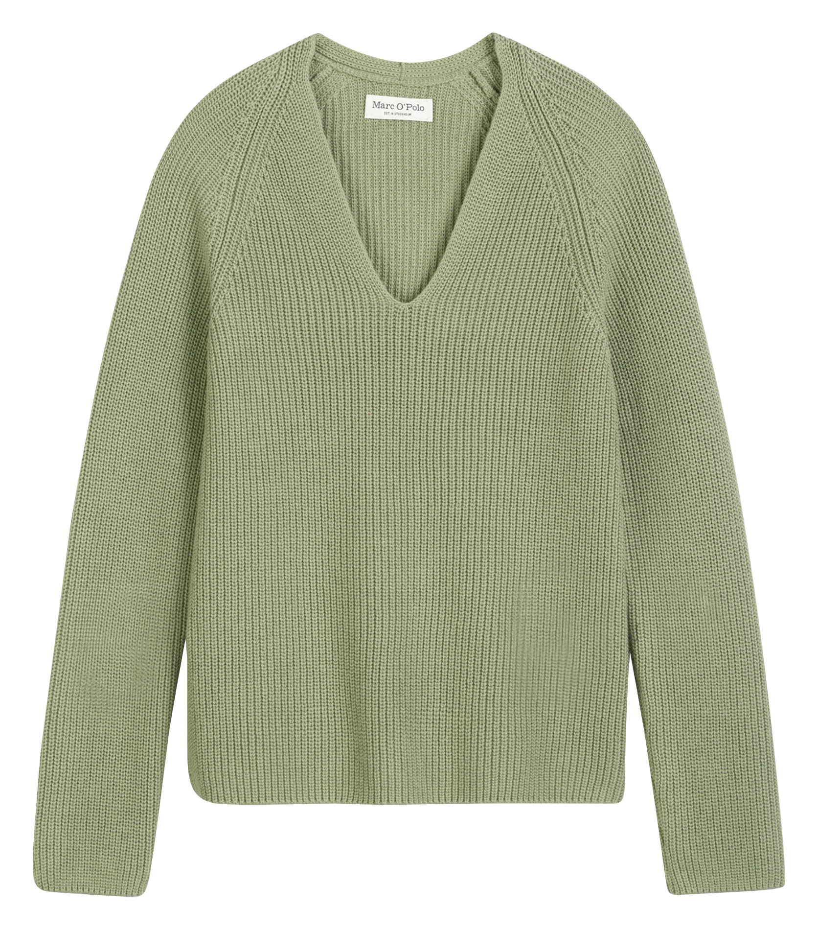 Jersey con cuello en pico de algodón MARC O'POLO Verde