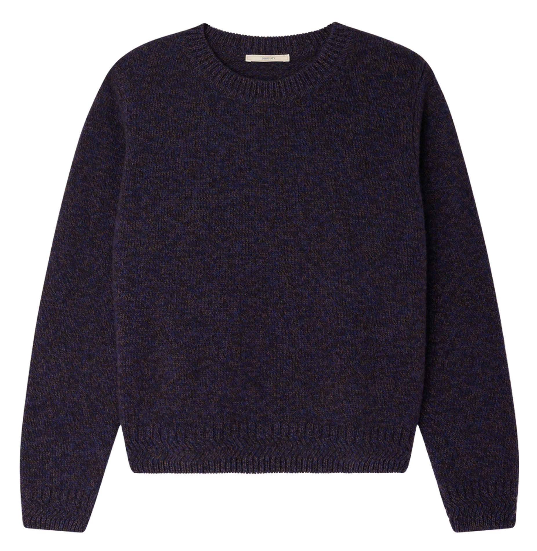 Pull droit col rond en laine mérinos SESSUN Bleu