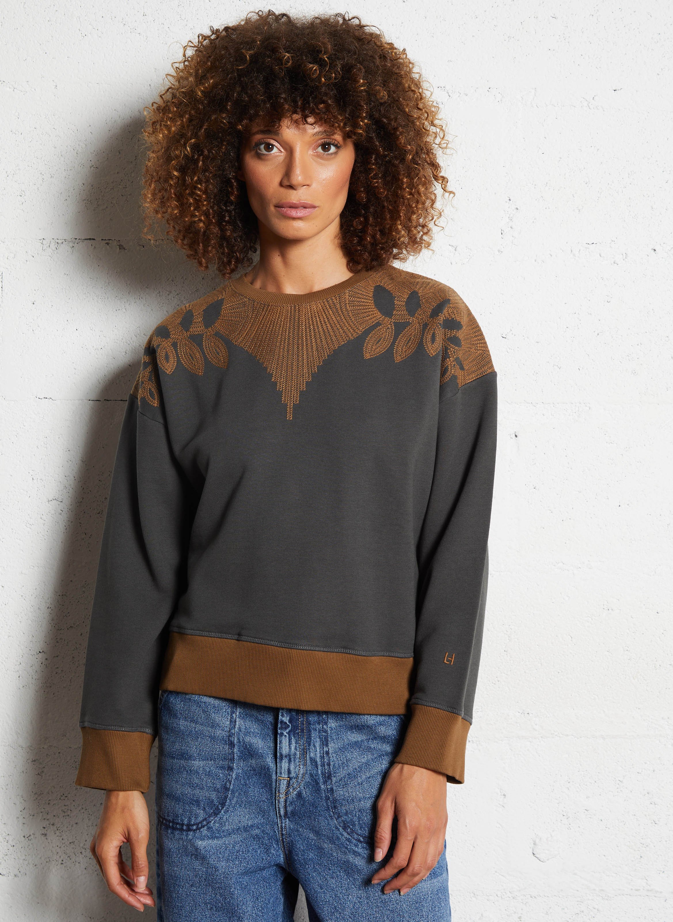 Effen sweater LEON & HARPER Grijs