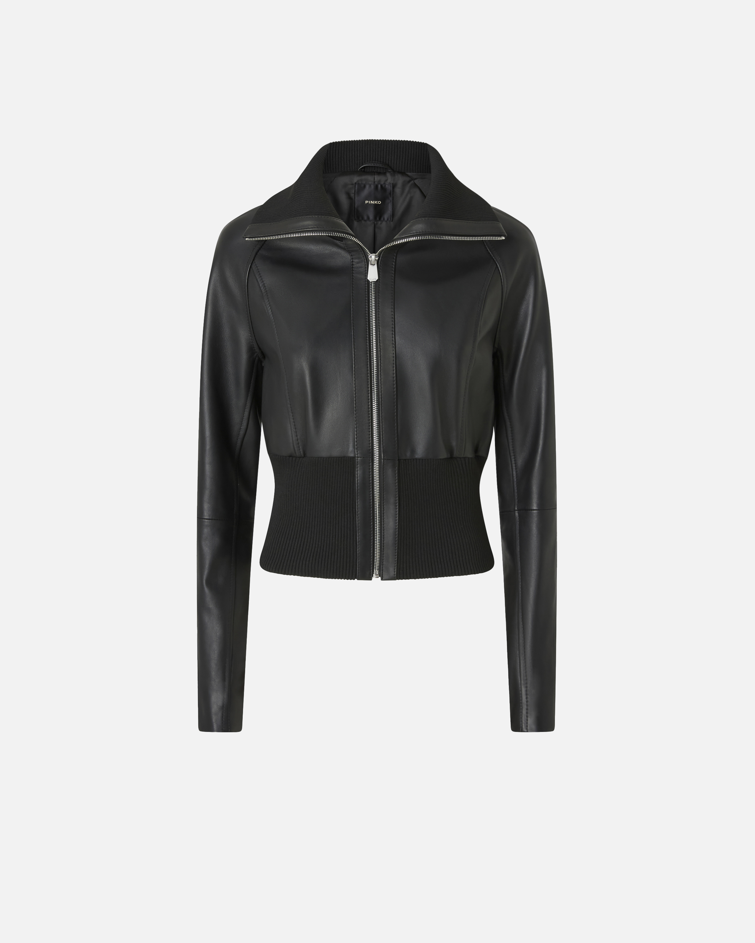 Short knit and nappa leather jacket PINKO Black