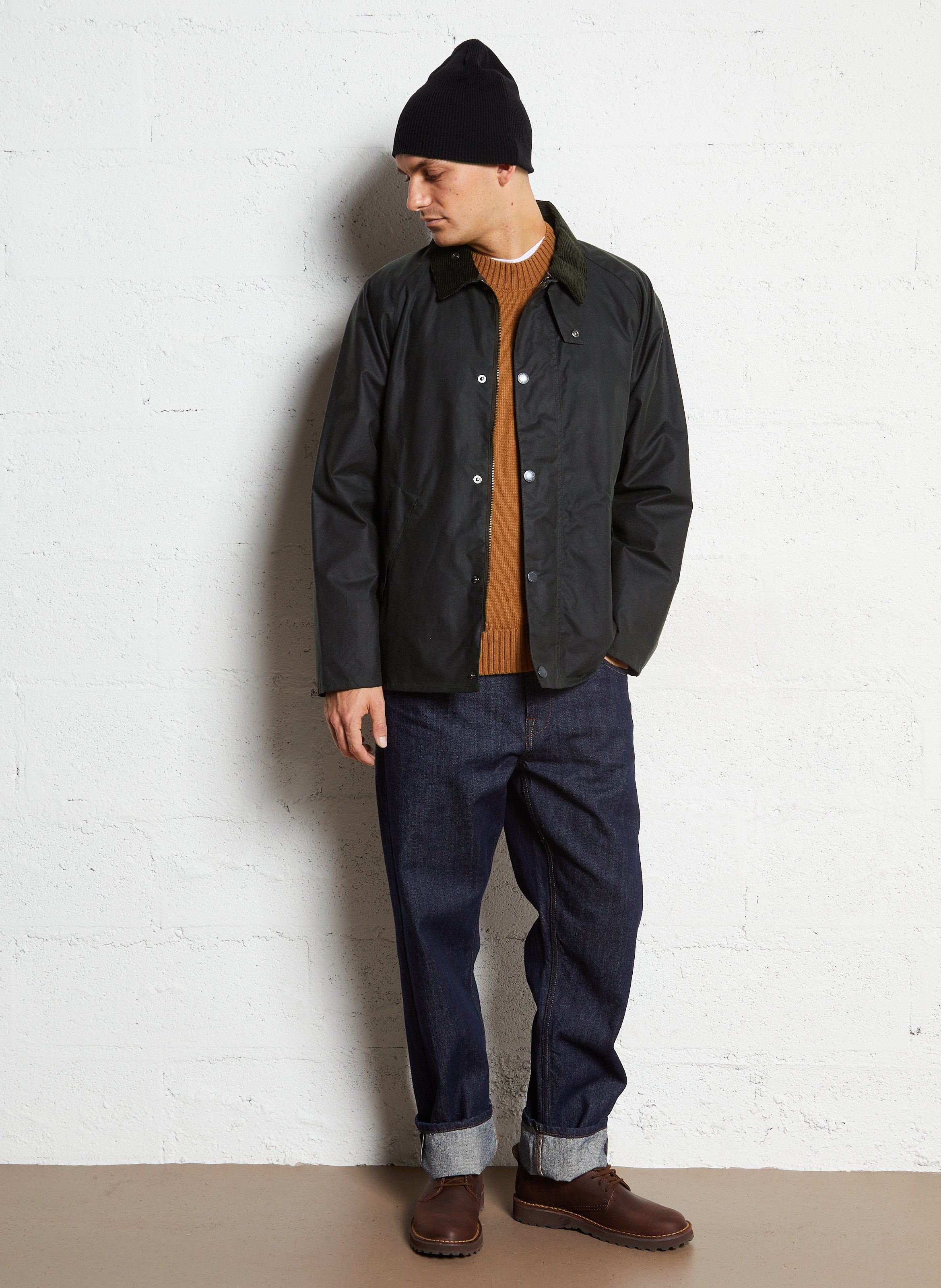 Katoenen jack met klassieke kraag BARBOUR Groen