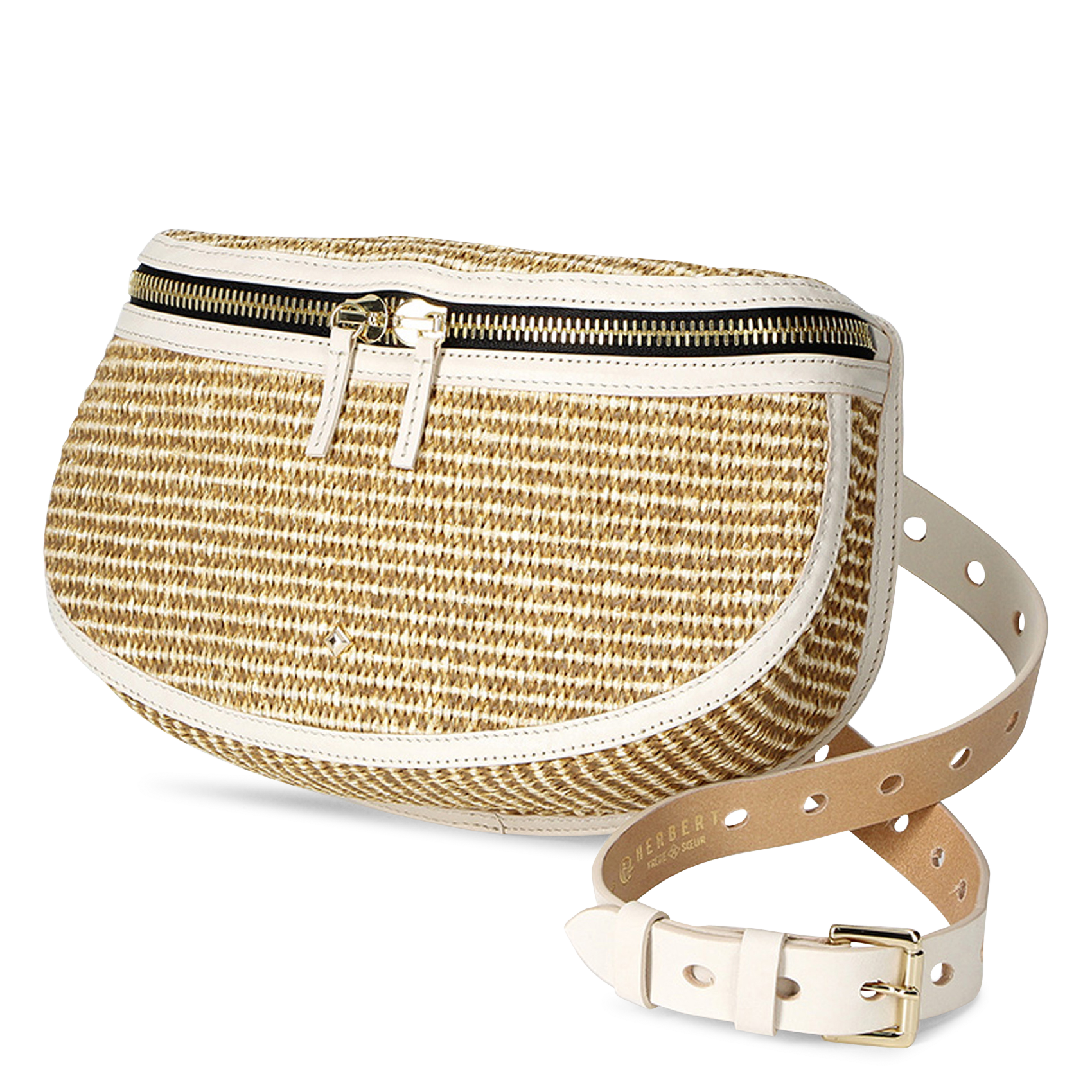Hüfttasche aus Bast- und Leder-Mix HERBERT FRERE SOEUR Mehrfarbig
