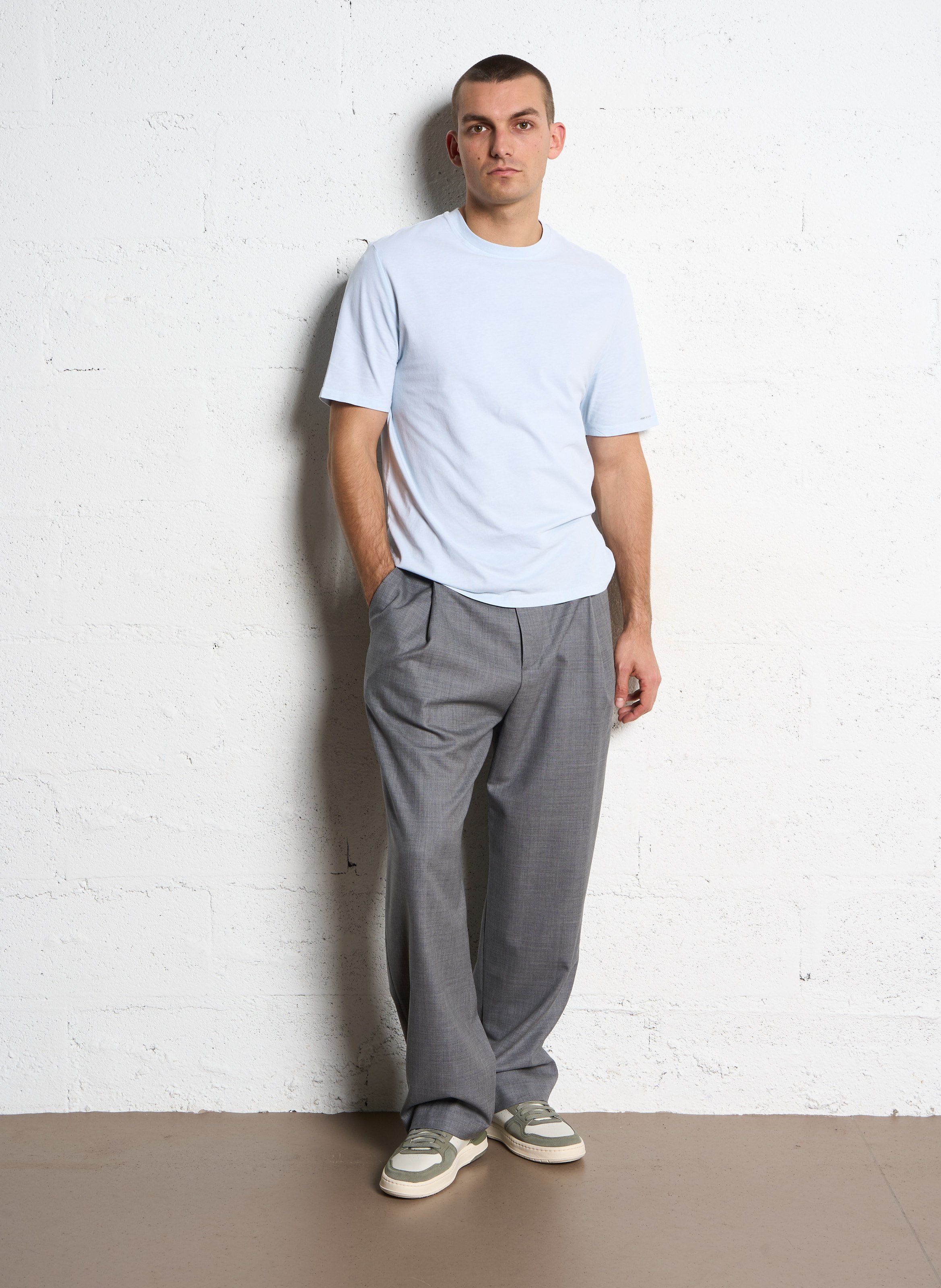 Tee-shirt droit col rond en coton IKKS Bleu