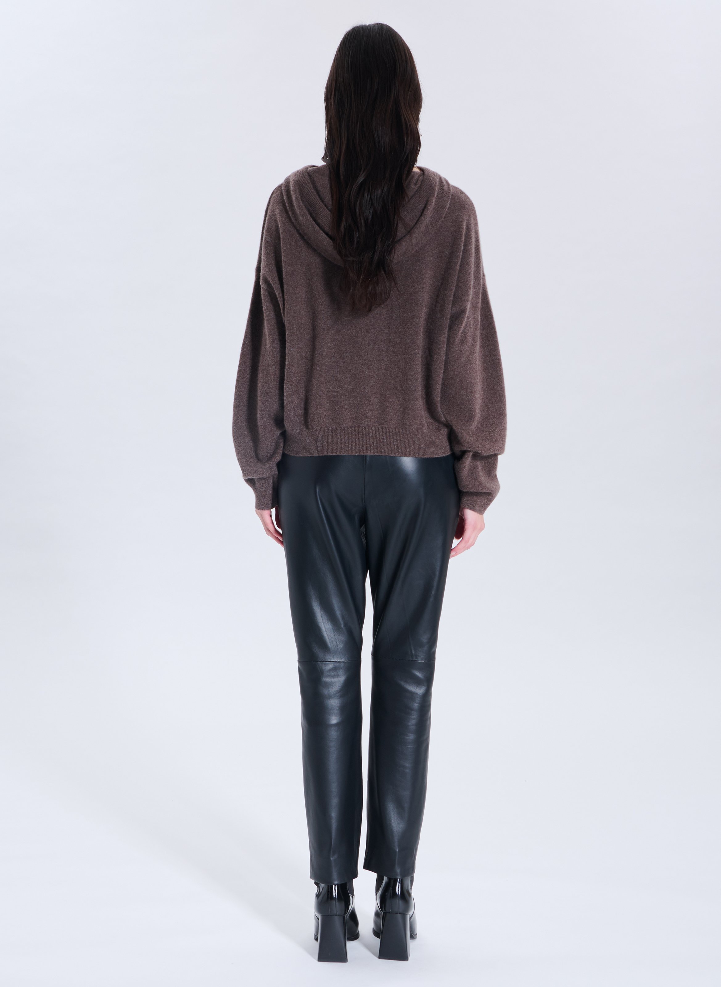 Pull à capuche en cachemire ZAPA Marron