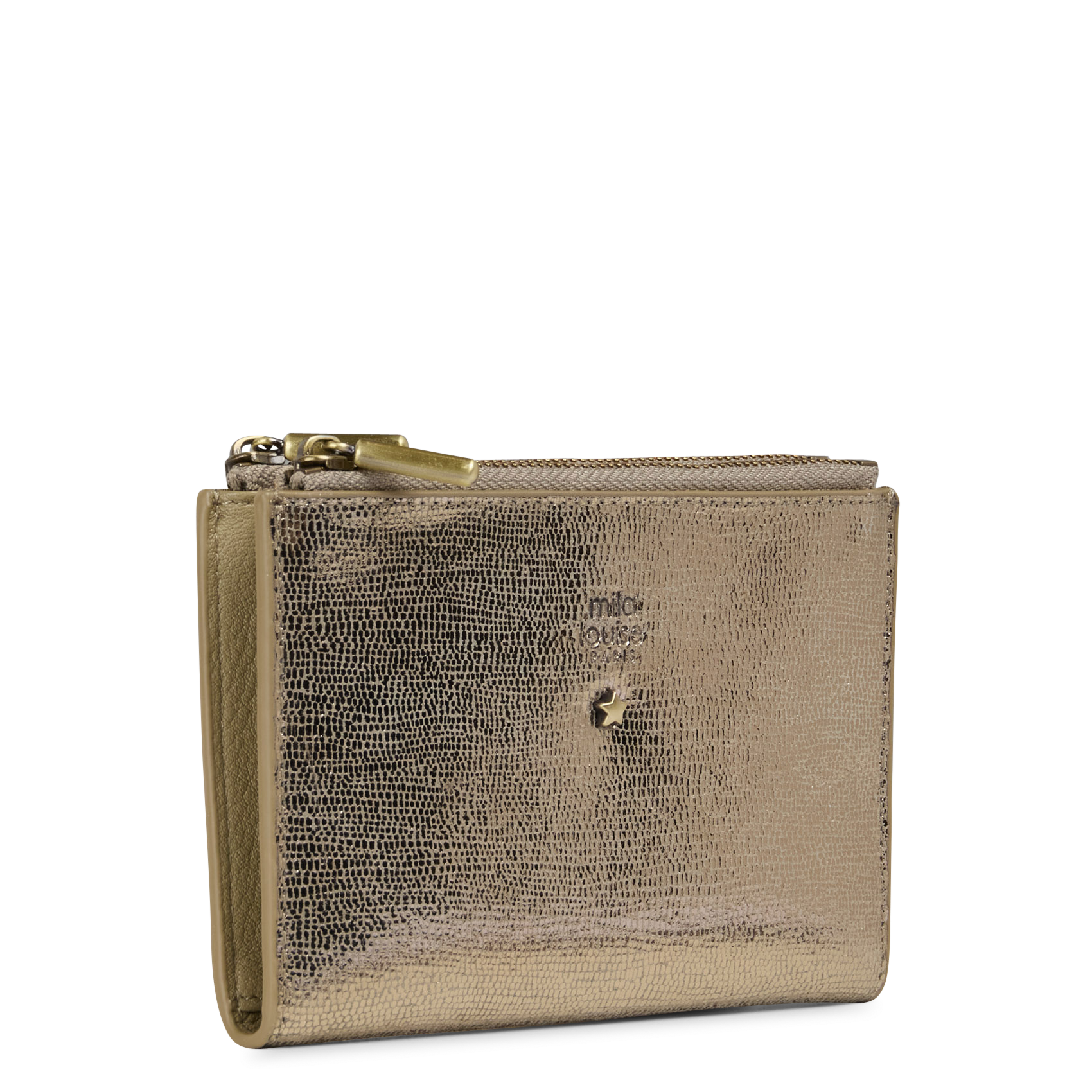 Glanzende, leren portefeuille MILA LOUISE Groen