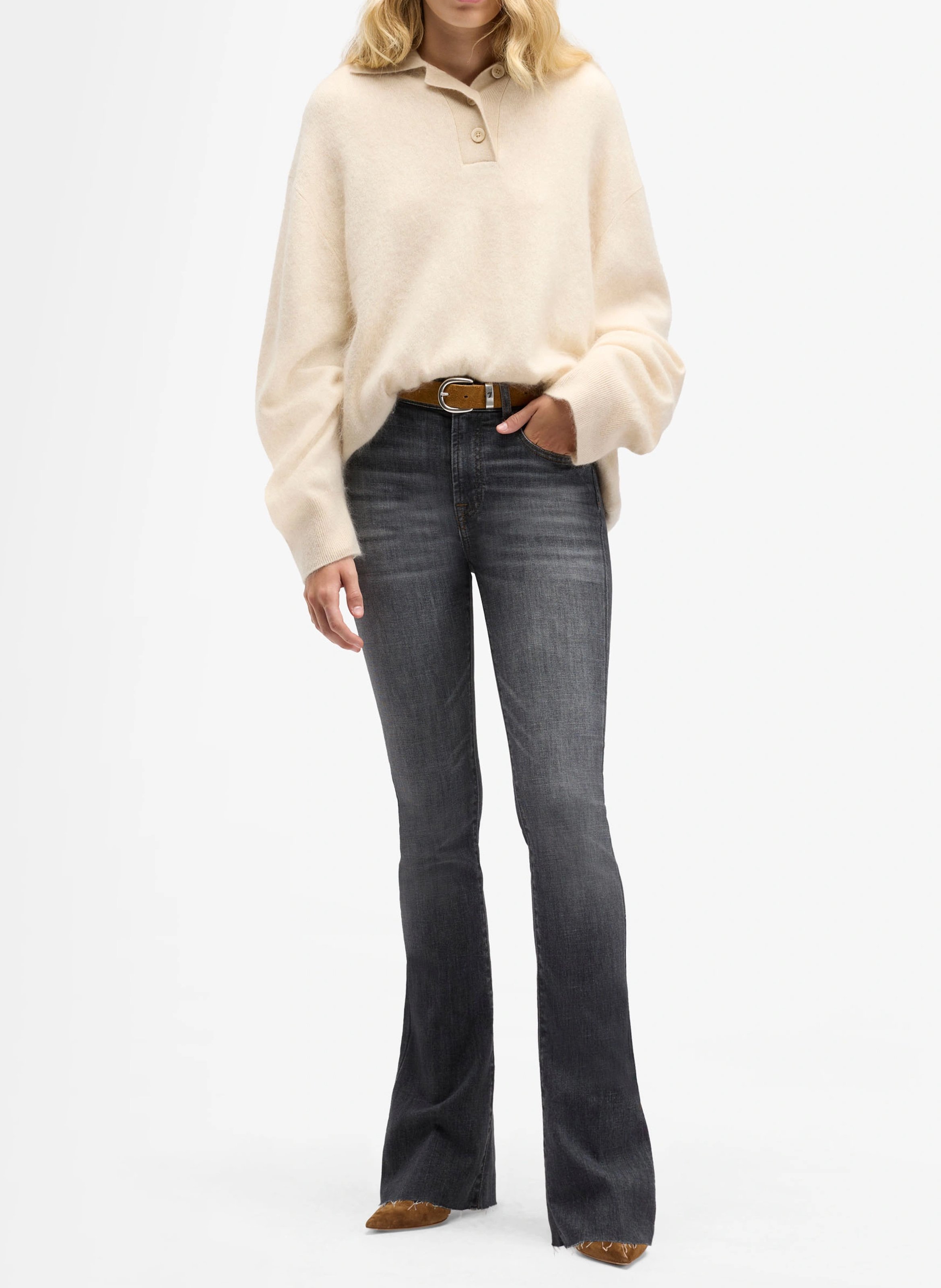 Bootcut-jeans | katoenblend 7 FOR ALL MANKIND Zwart