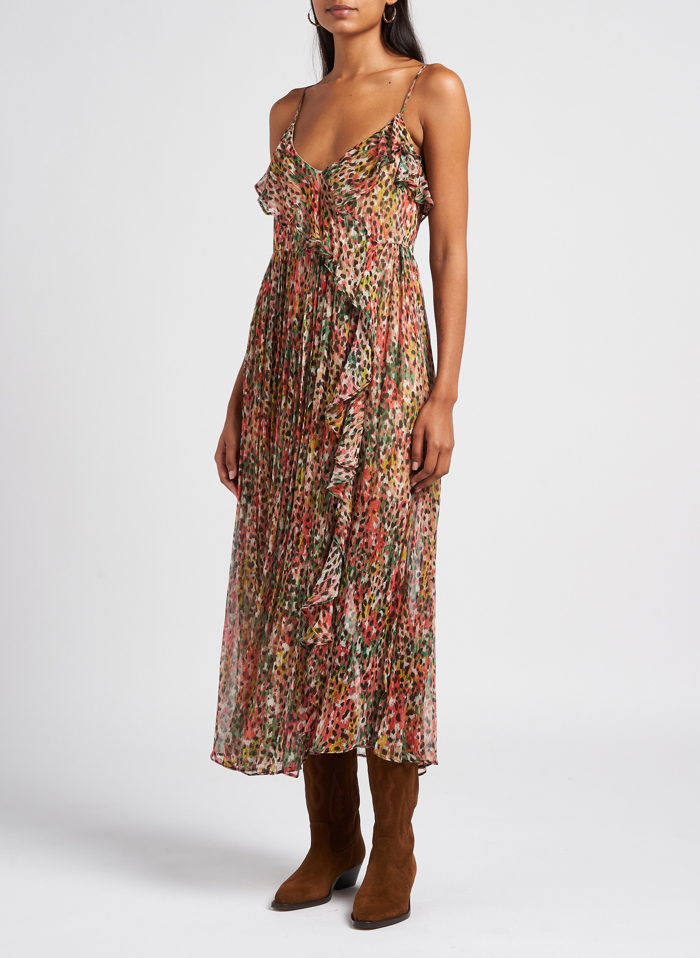 Long printed viscose dress TWINSET Multicolored