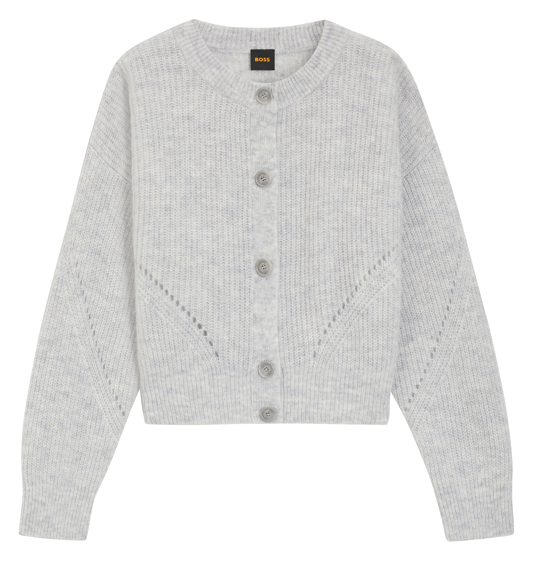 Oversized button-up cardigan in blended wool. BOSS Silver