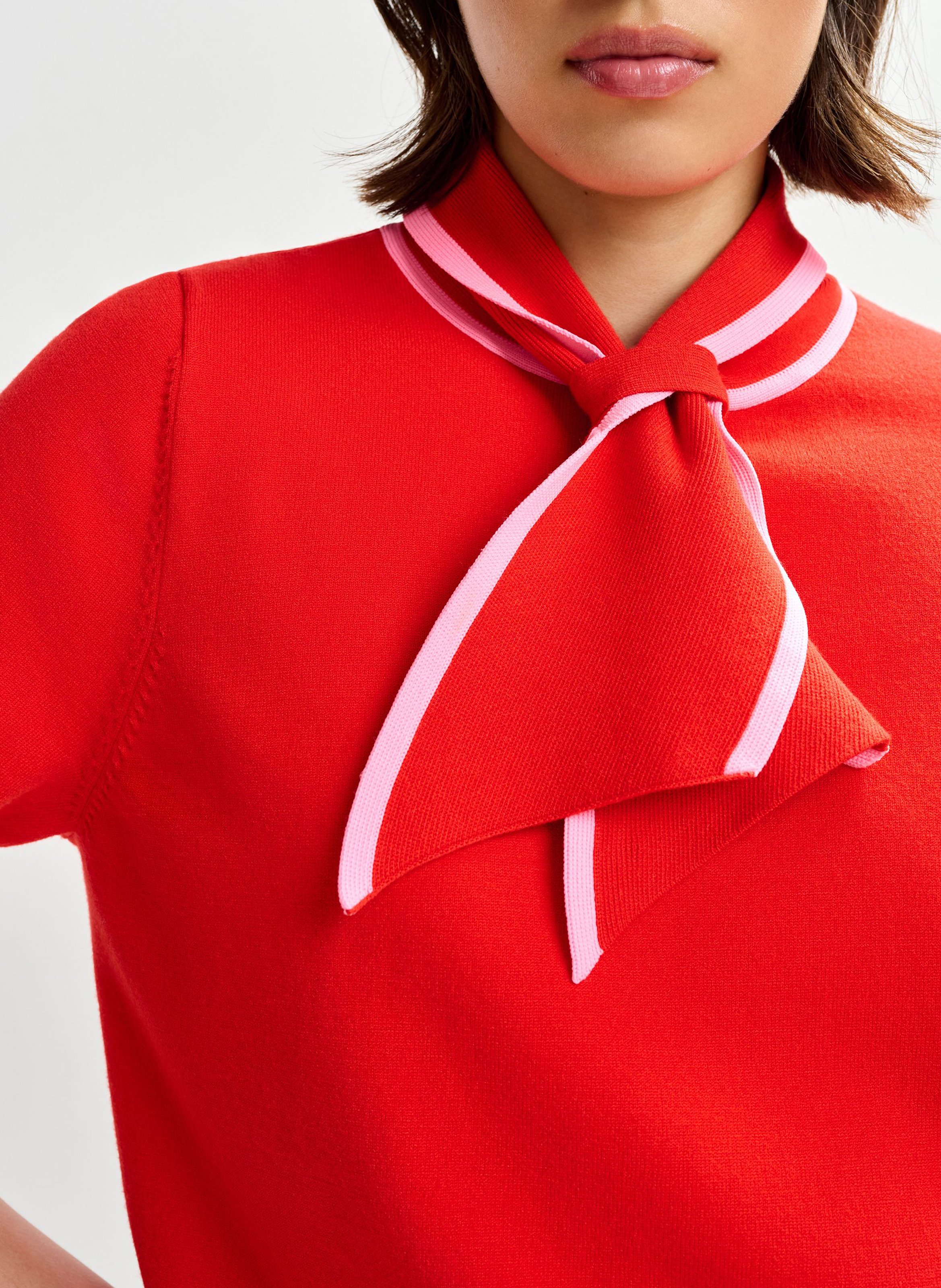 Polo with Knotted Collar ESSENTIEL ANTWERP Red