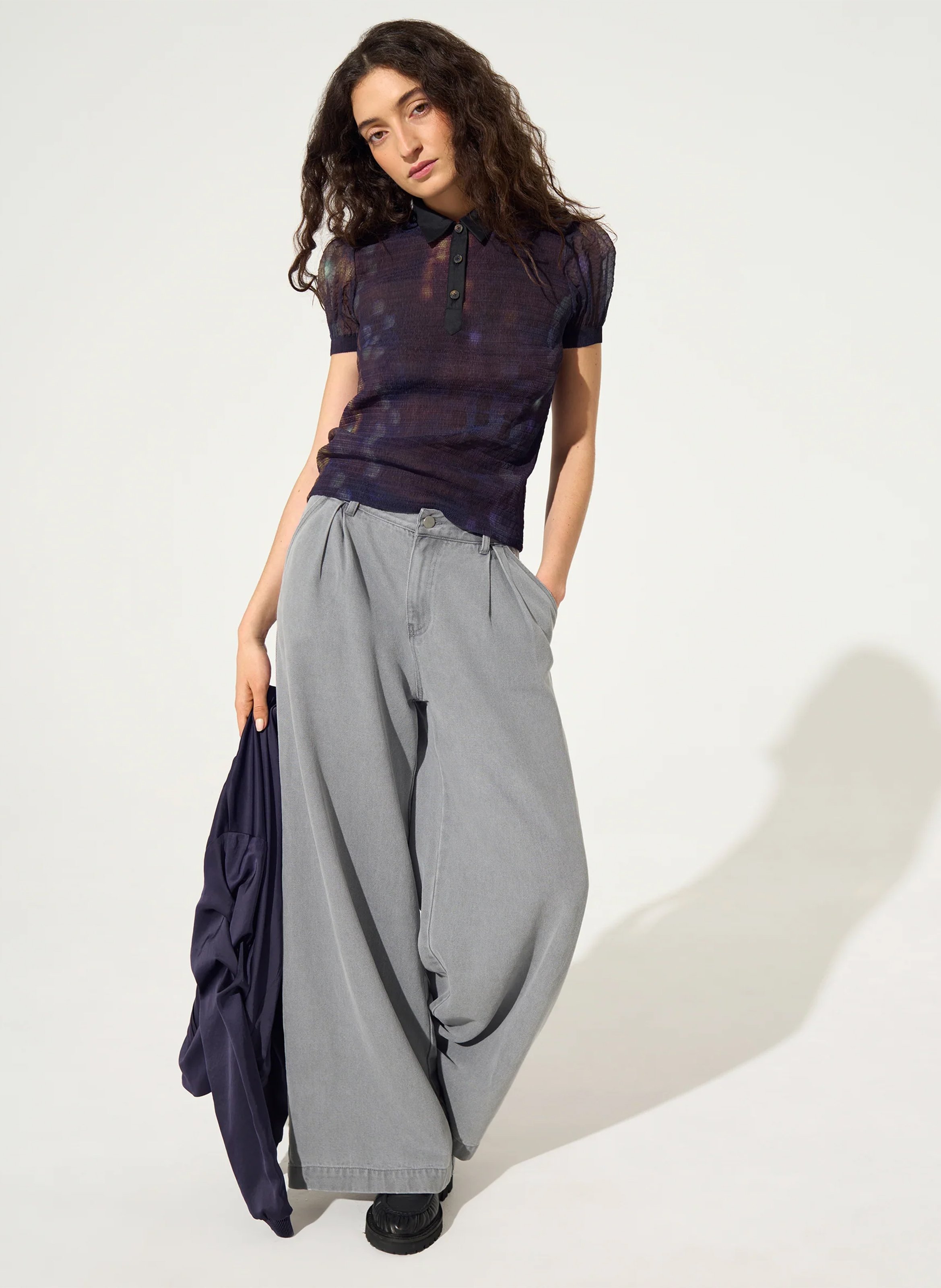 Jean large taille haute en lyocell et coton COTELAC Noir