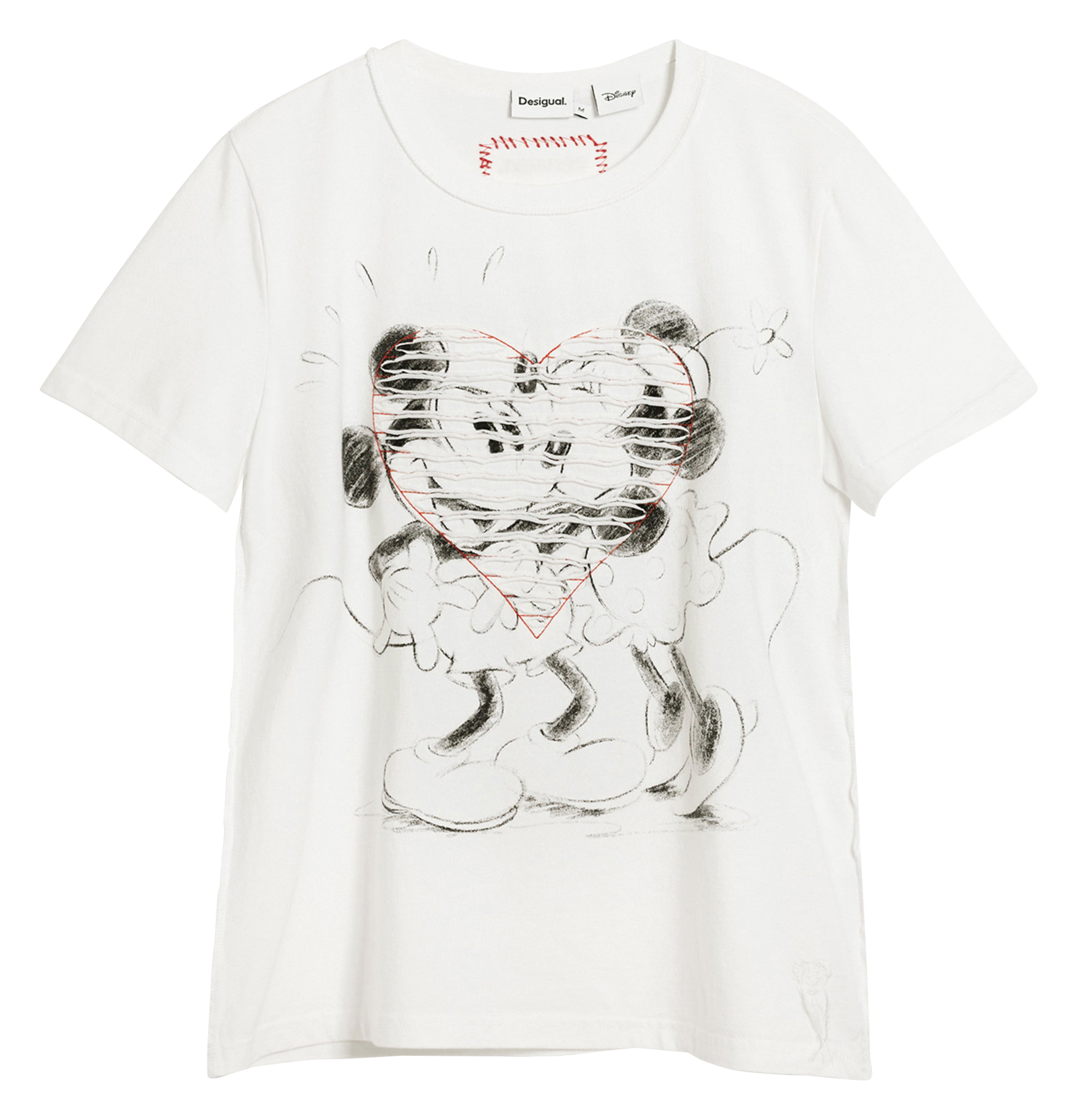 Tee-shirt droit col rond imprimé DESIGUAL Blanc