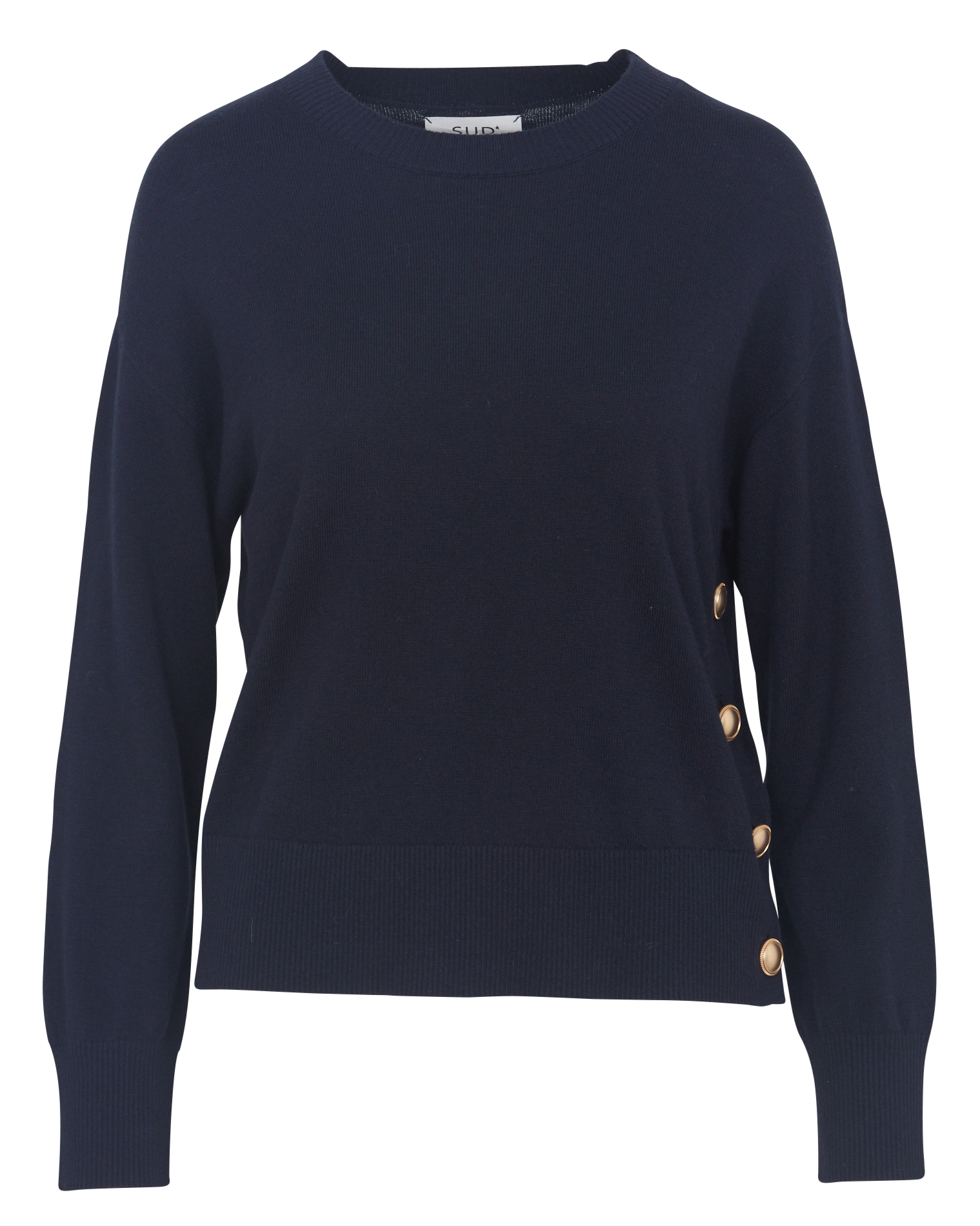 Gerader Rundhalspullover aus Baumwolle und Wolle SUD EXPRESS Blau